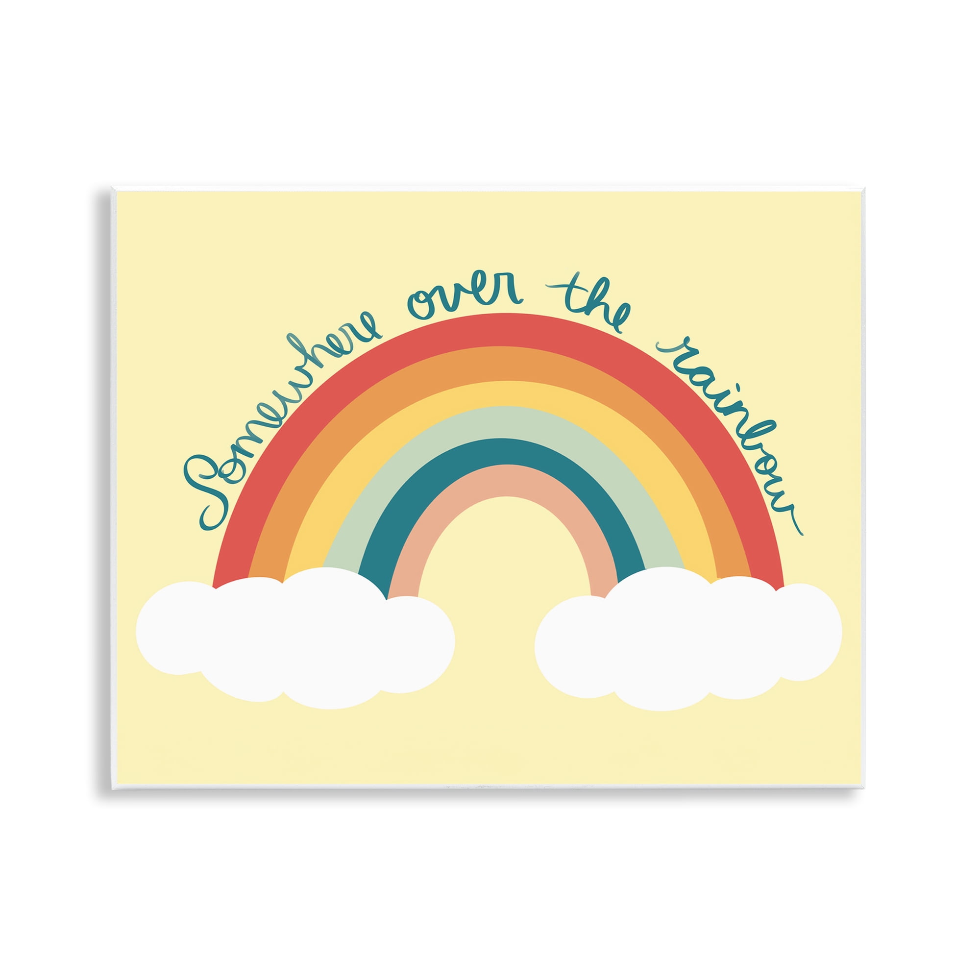 Stupell Industries Somewhere Over Rainbow Text & Numbers Painting Unframed Art Print Wall Art, 14 x 11