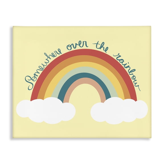 Stupell Industries Somewhere Over Rainbow Text & Numbers Painting Wrapped Canvas Art Print Wall Art, 40 x 30