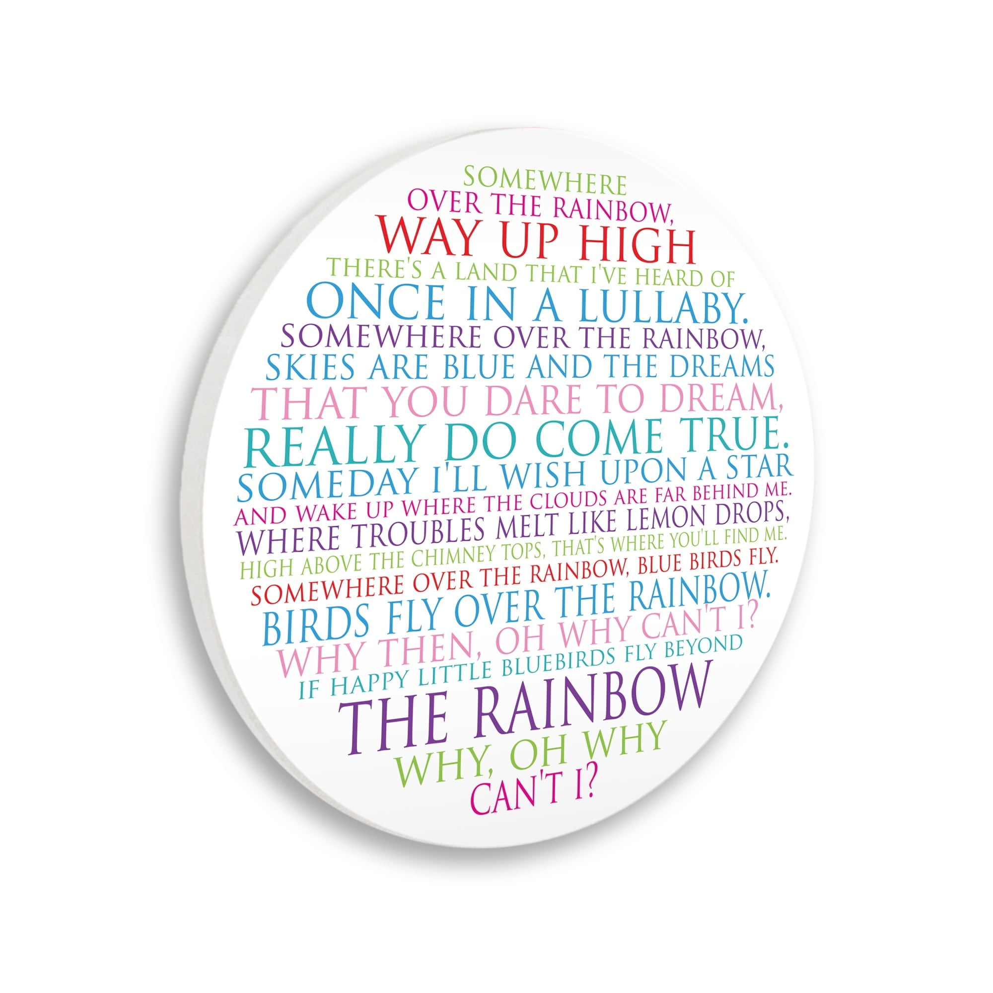 Stupell Industries Somewhere Over The Rainbow Playful Circle Typography,12 x 12,Design By Susan Newberry Designs