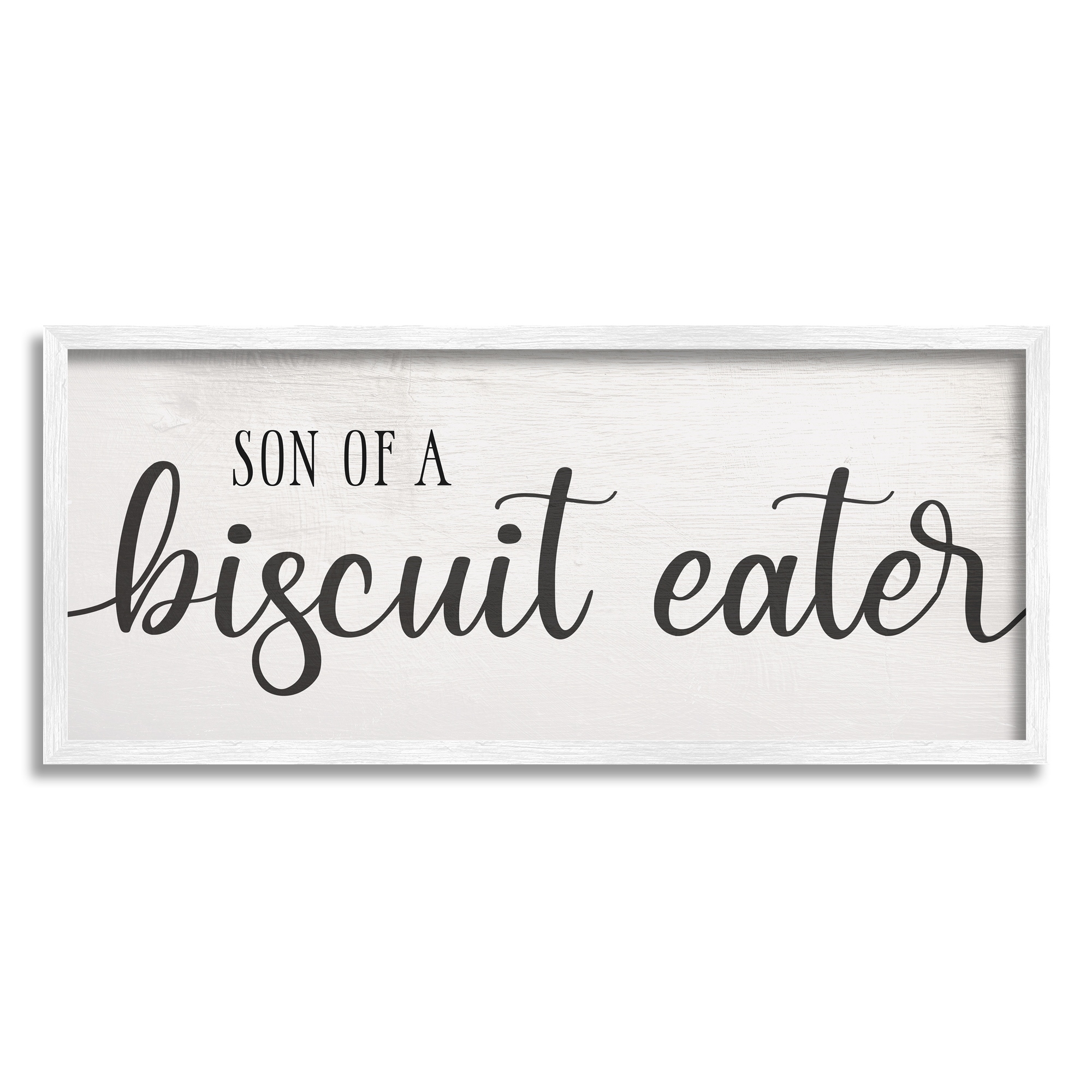 Stupell Industries Son of a Biscuit Eater Southern Country Slang Typography Painting White Framed Art Print Wall Art, 10 x 24