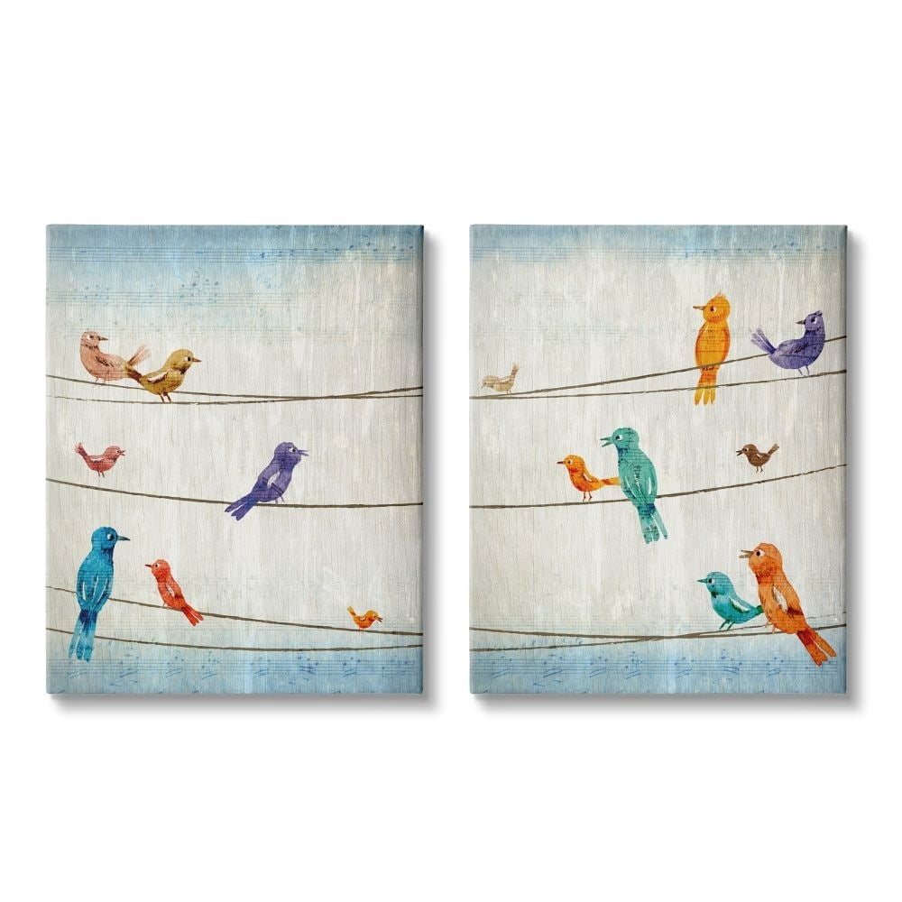 Stupell Industries Song Birds on the Line Musical Scale Detail Canvas Wall Art Design by Kim Allen