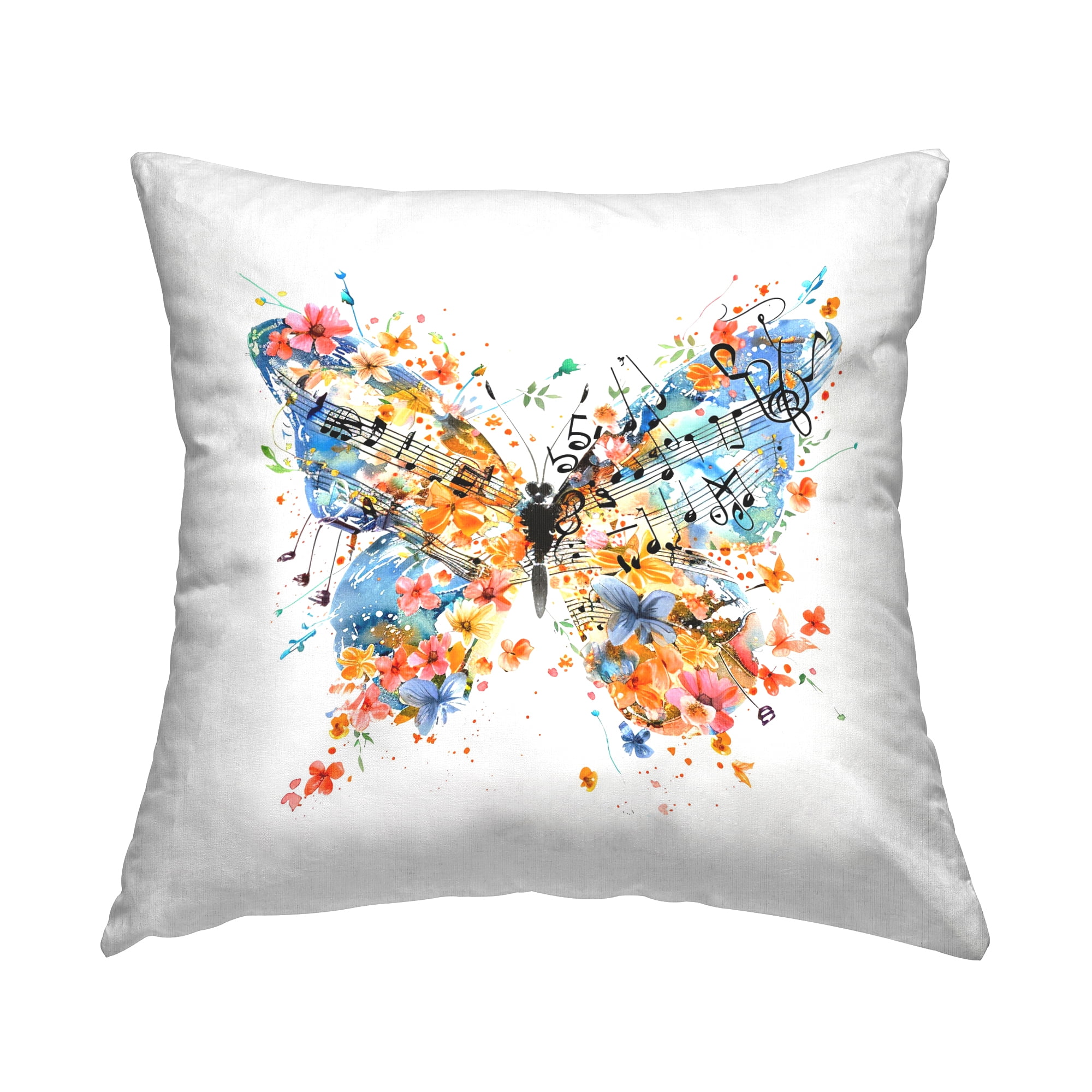 Stupell Industries Song Notes Butterfly Decorative Printed Throw Pillow Design by LSR Design Studio.