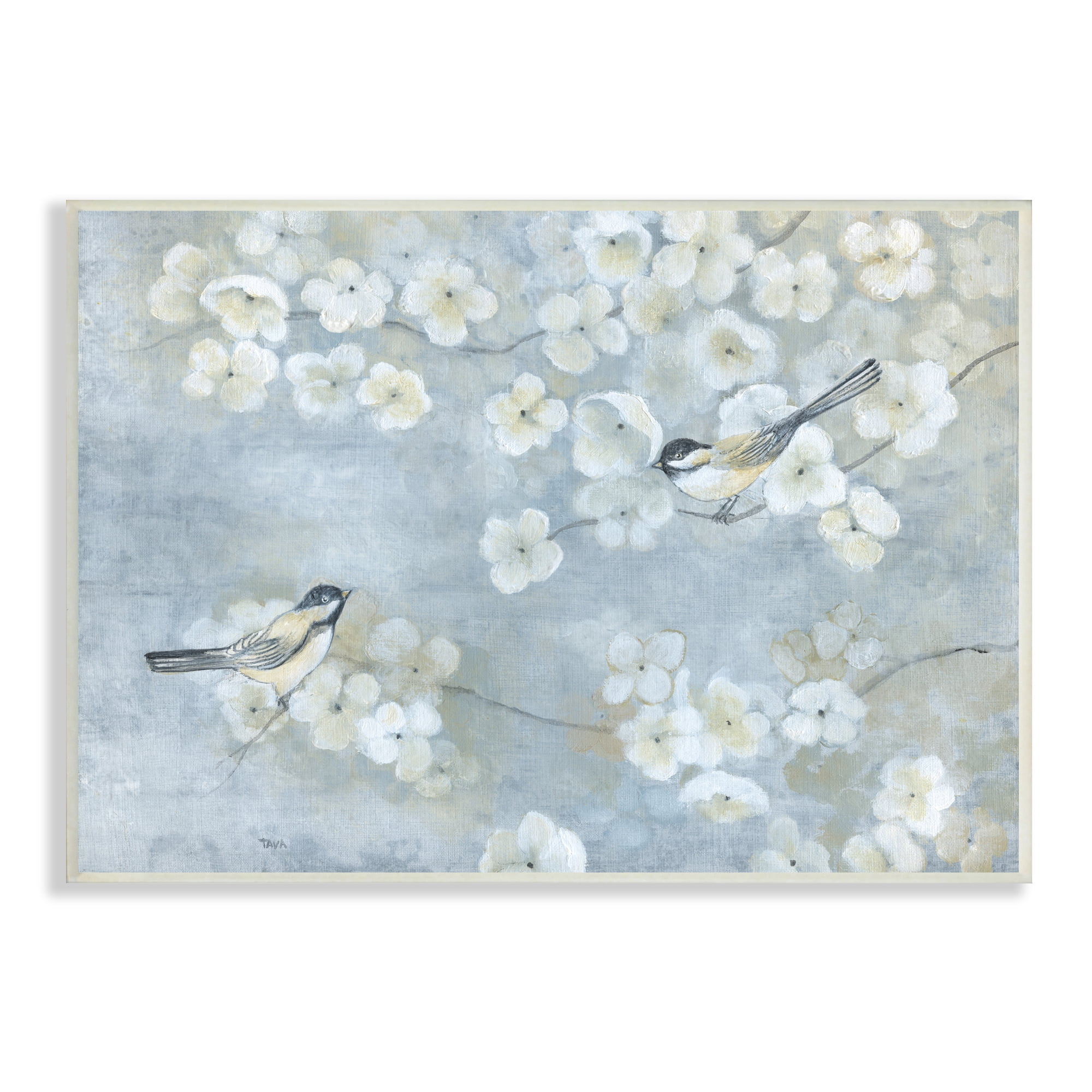 Stupell Industries Song Sparrow Birds Tree Branches Soft Floral Blossoms, 19 x 13, Design by Tava Studios