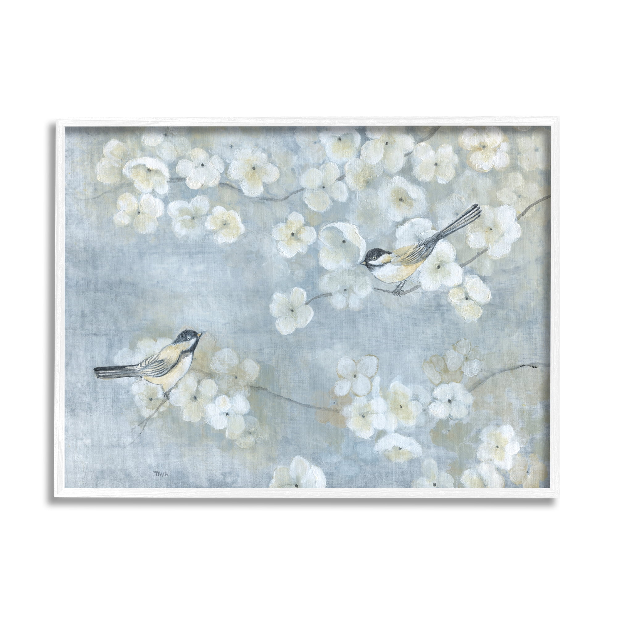 Stupell Industries Song Sparrow Birds Tree Branches Soft Floral Blossoms, 20 x 16, Design by Tava Studios