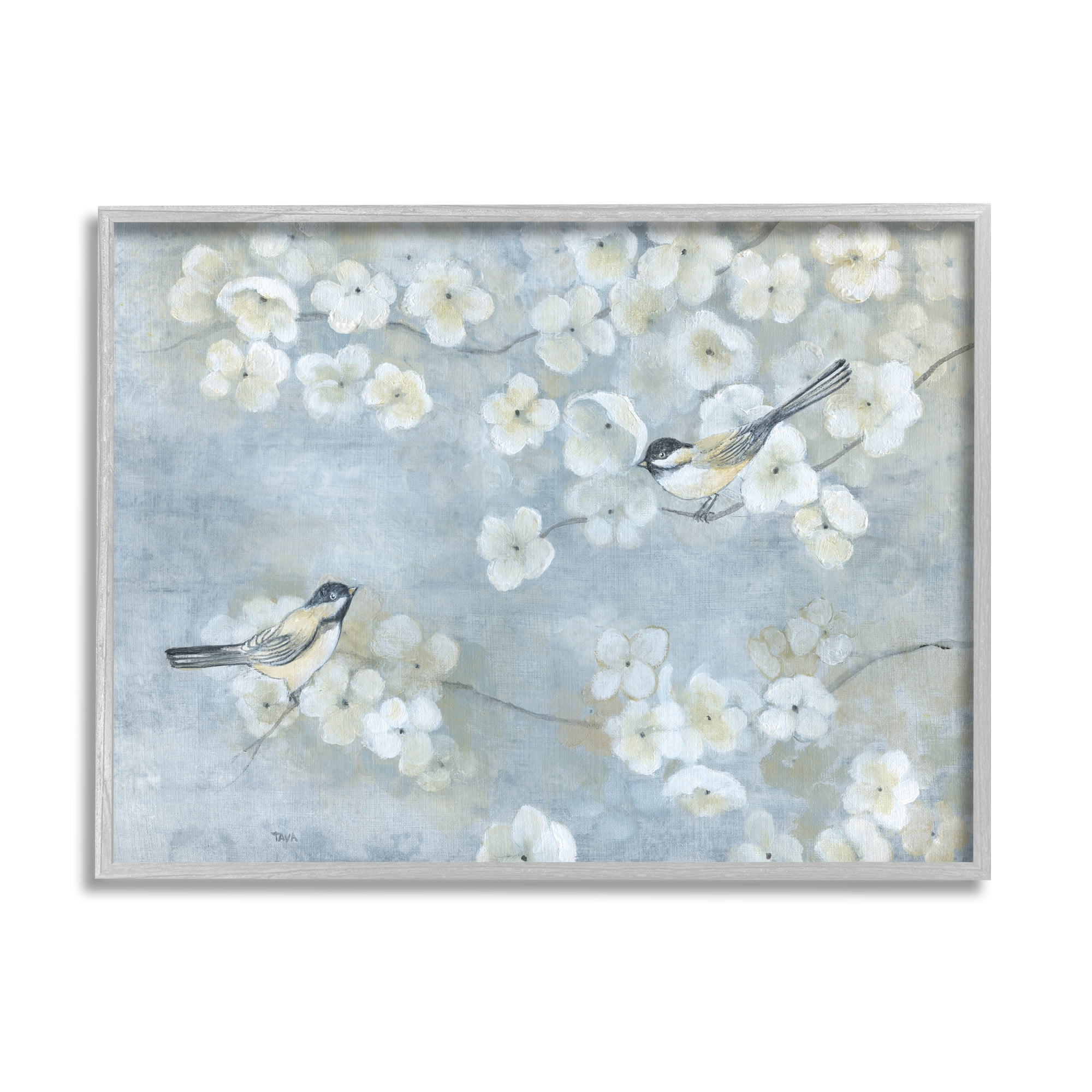 Stupell Industries Song Sparrow Birds Tree Branches Soft Floral Blossoms, 30 x 24, Design by Tava Studios