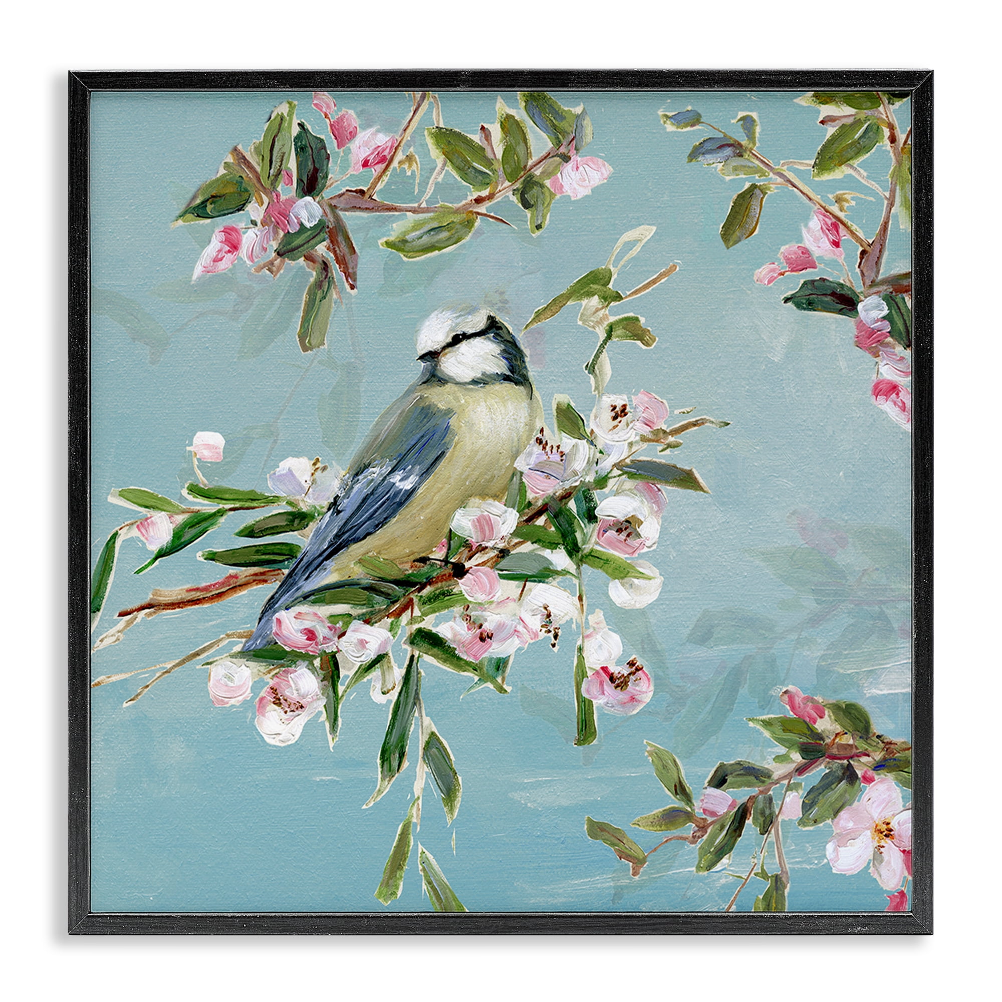 Stupell Industries Songbird Perched on Blooms Black Framed Giclee Art, design by Sally Swatland