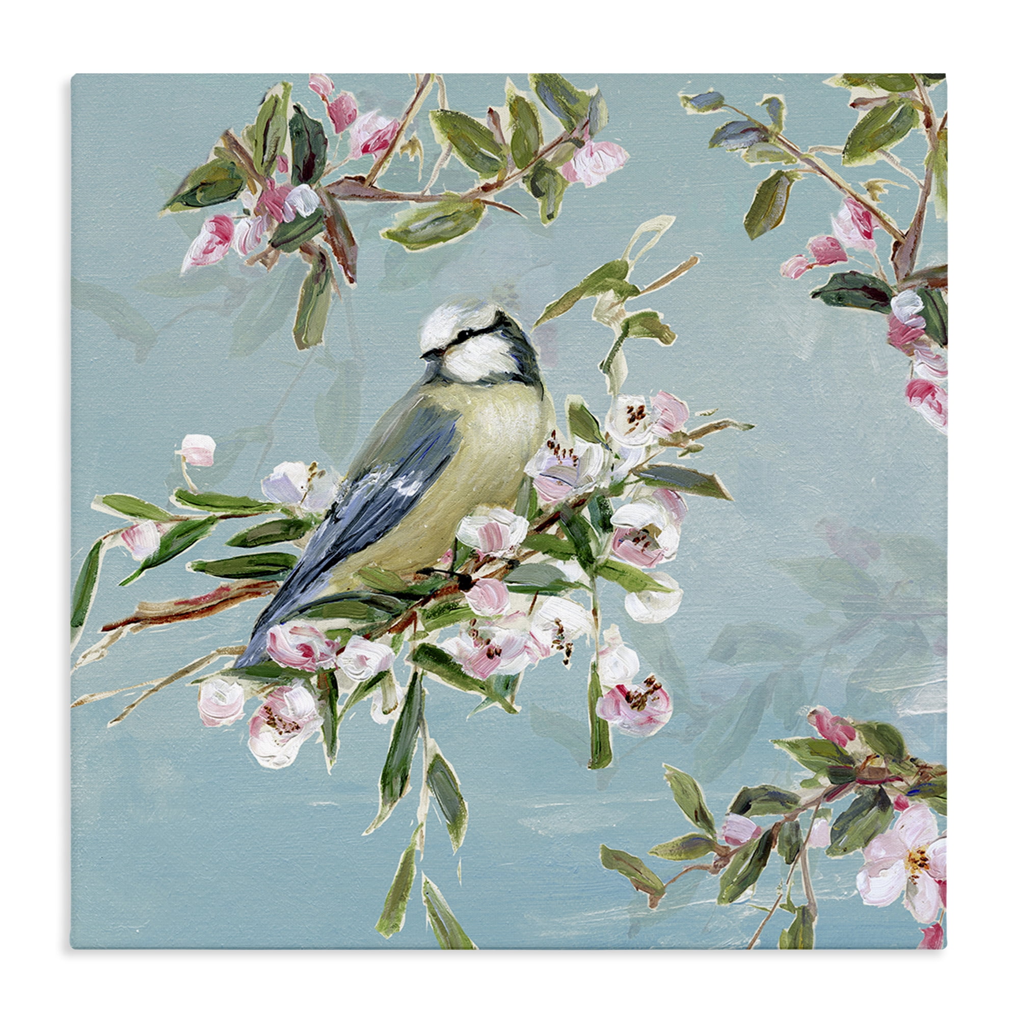 Stupell Industries Songbird Perched on Blooms Canvas Wall Art, design by Sally Swatland