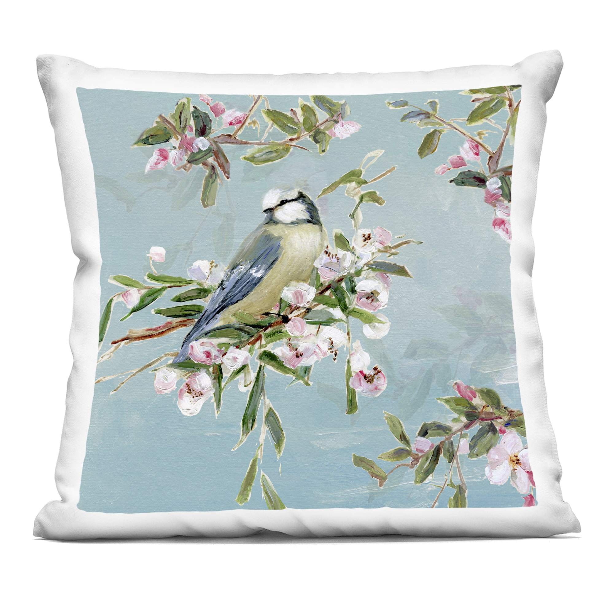 Stupell Industries Songbird Perched on Blooms Decorative Printed Throw Pillow, design by Sally Swatland, 18 x 7 x 18