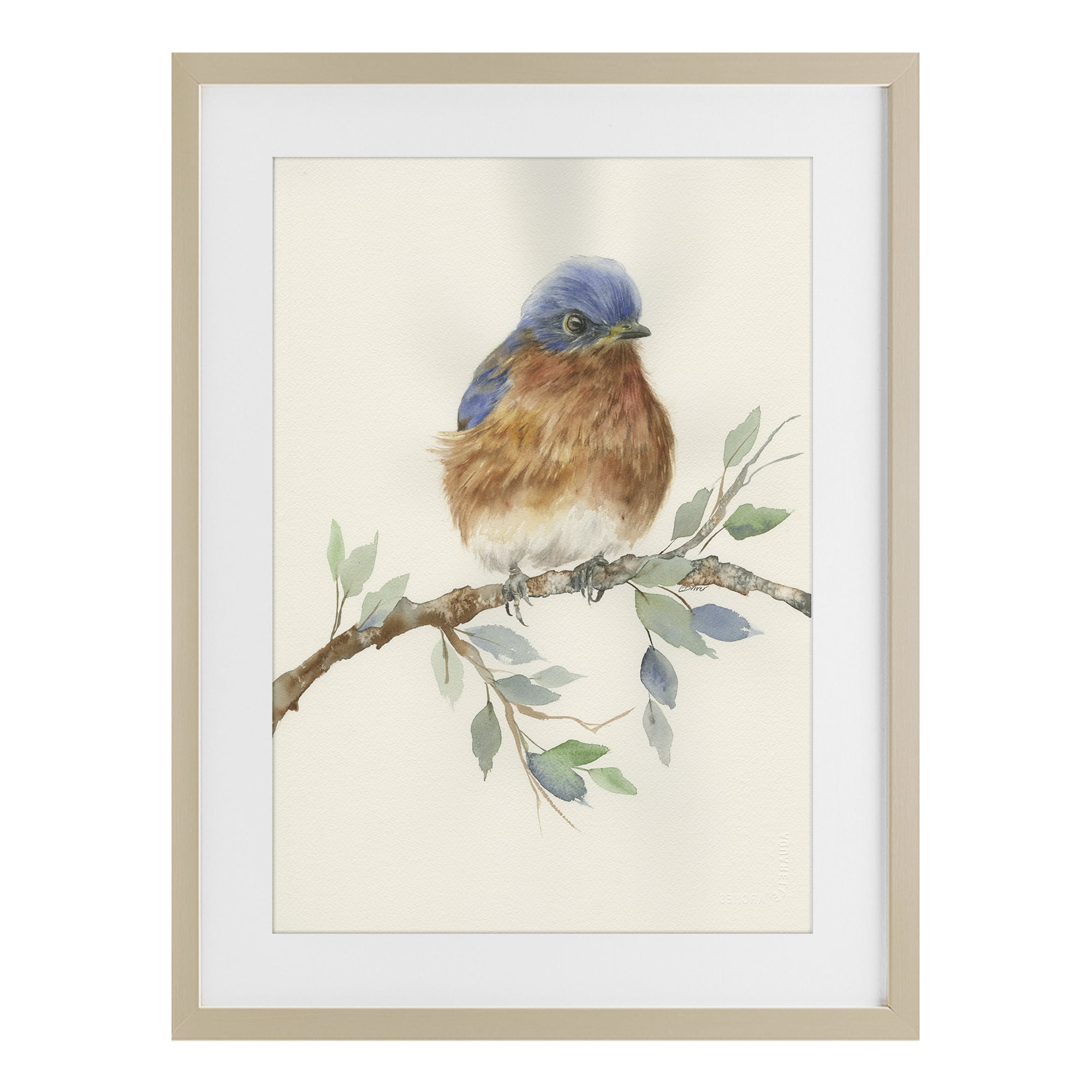 Stupell Industries Songbird Perched on Branch Birch Framed Print Under Glass, design by Cady Driver