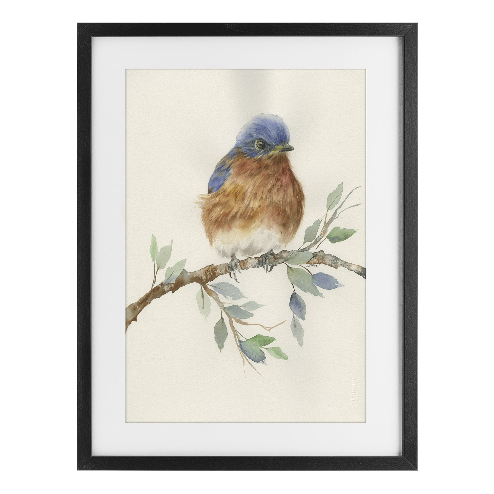 Stupell Industries Songbird Perched on Branch Black Framed Print Under Glass, design by Cady Driver