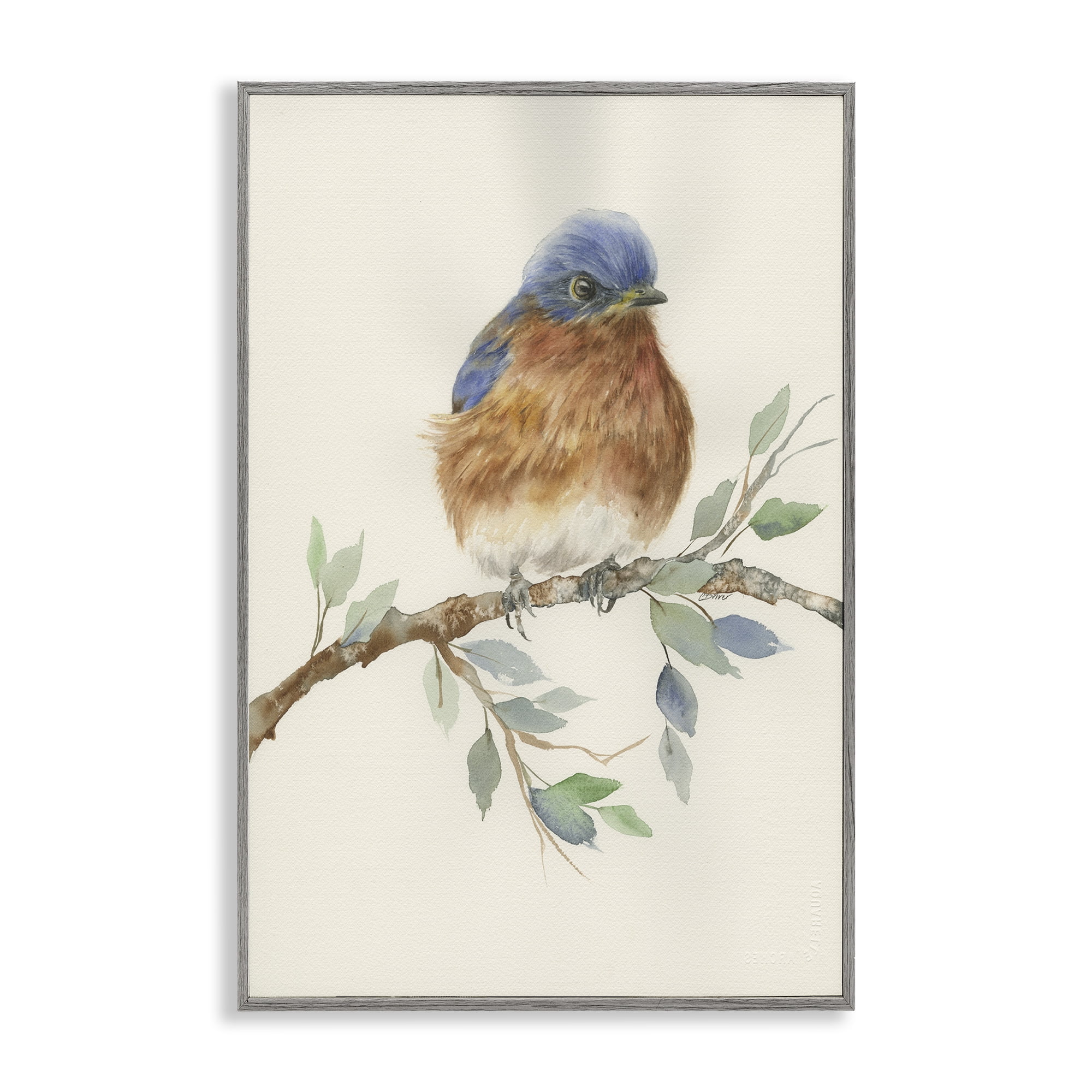 Stupell Industries Songbird Perched on Branch Gray Framed Giclee Art, design by Cady Driver