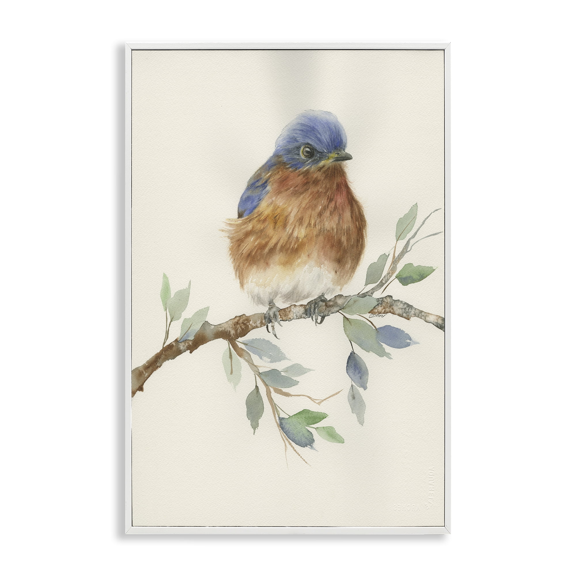 Stupell Industries Songbird Perched on Branch White Framed Giclee Art, design by Cady Driver