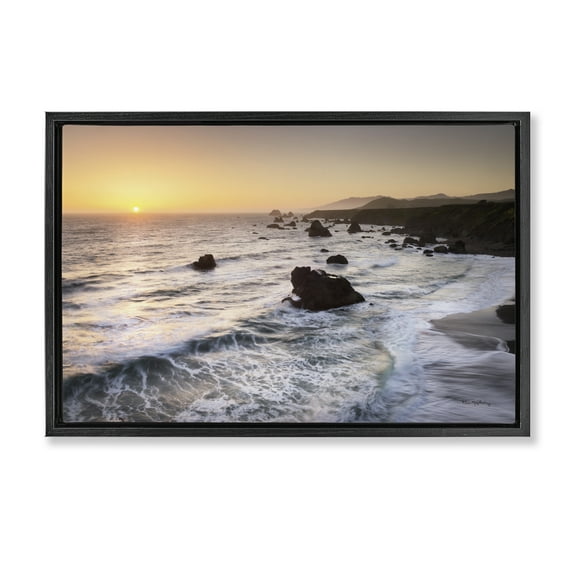 Stupell Industries Sonoma Coast Sunset Nautical & Beach Photography Black Floater Framed Canvas Art Print Wall Art, 25 x 17