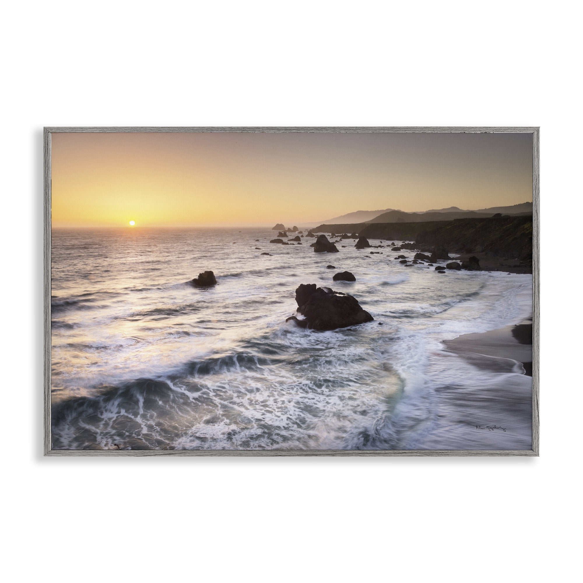 Stupell Industries Sonoma Coast Sunset Nautical & Beach Photography Gray Framed Art Print Wall Art, 30 x 20