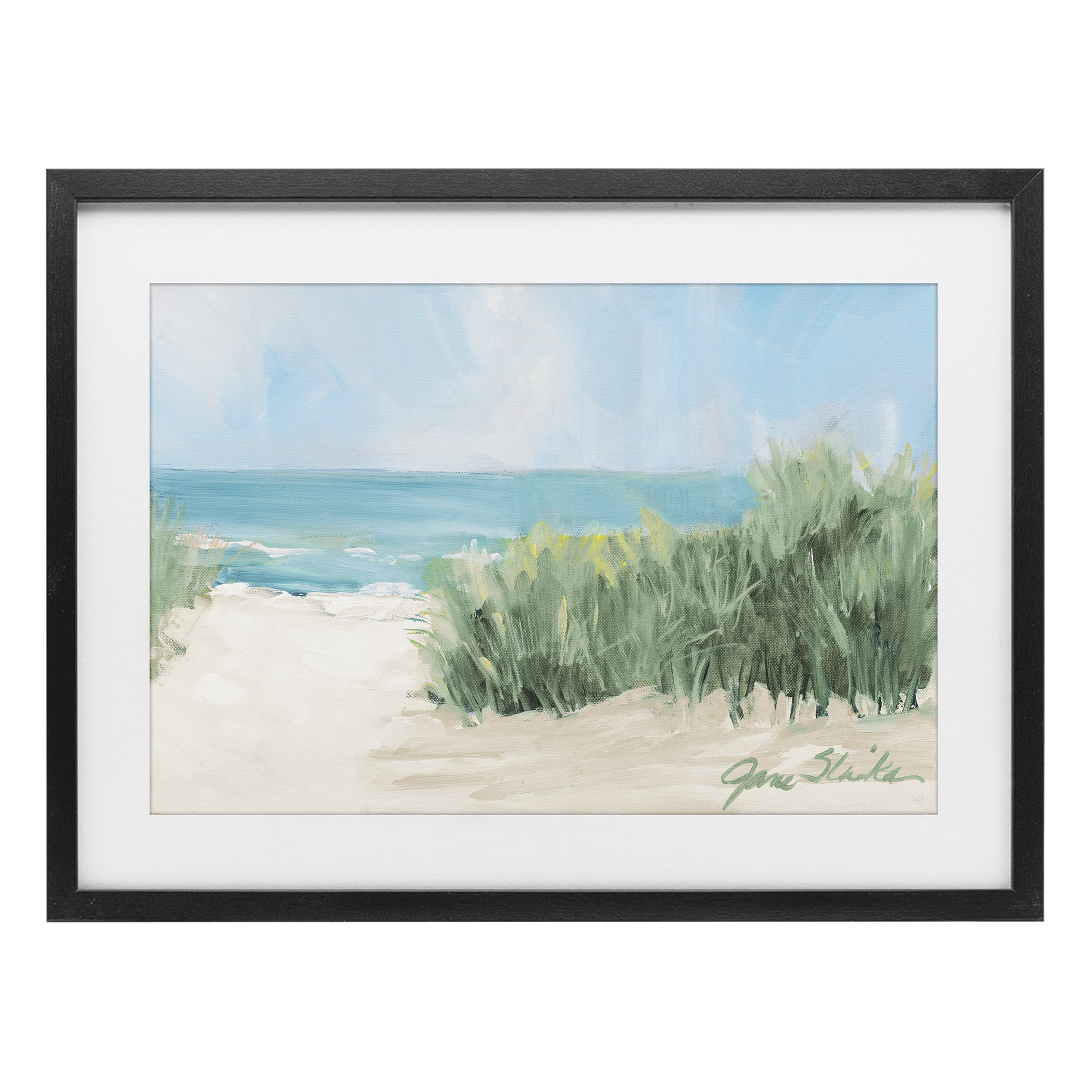 Stupell Industries Soothing Beach Day Black Framed Print Under Glass, design by Jane Slivka