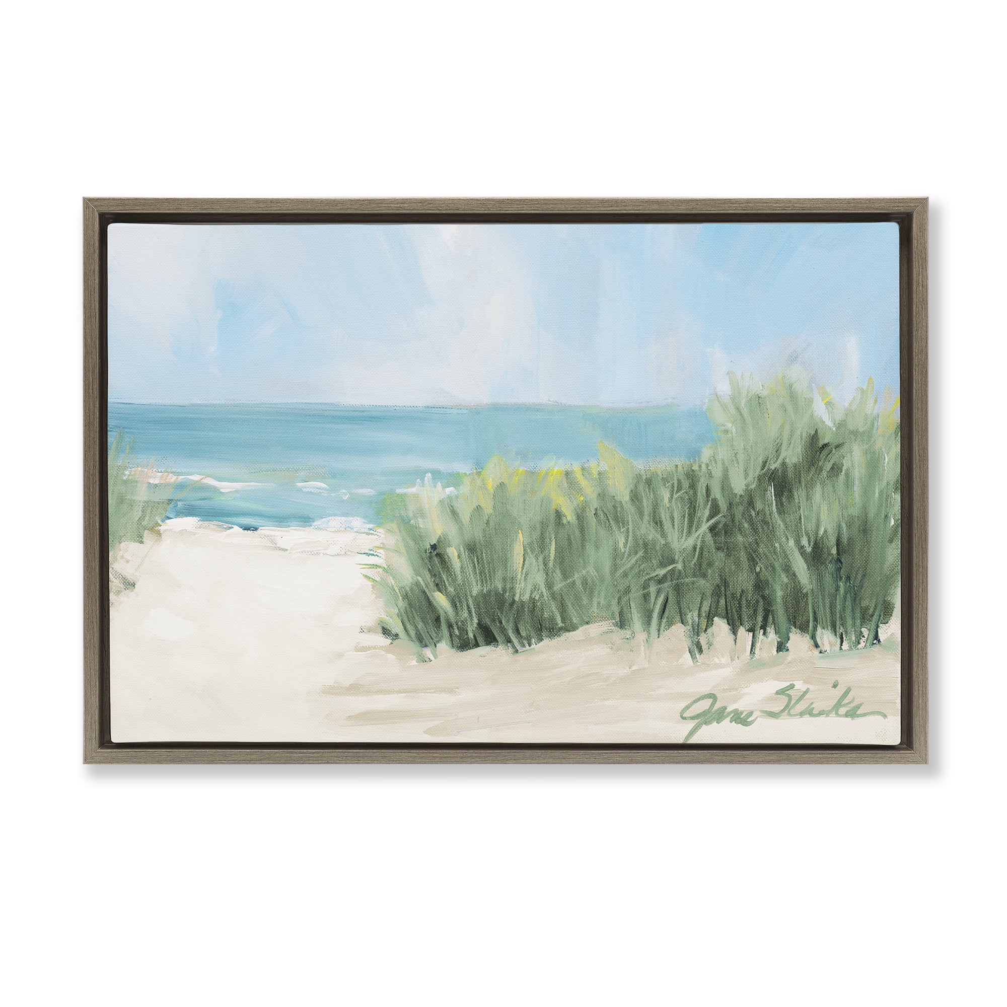 Stupell Industries Soothing Beach Day Brown Framed Floater Canvas Wall Art, design by Jane Slivka