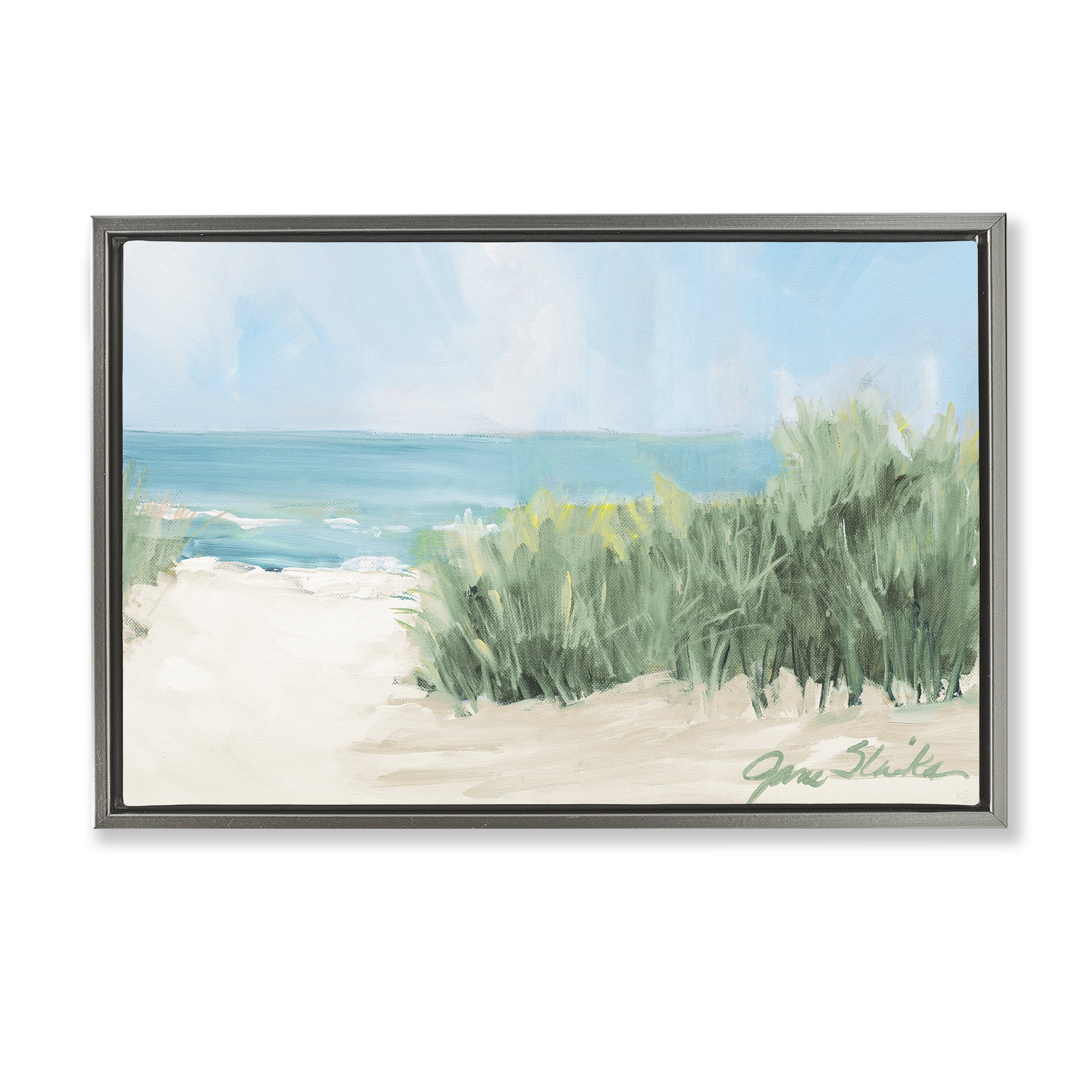 Stupell Industries Soothing Beach Day Gray Framed Floater Canvas Wall Art, design by Jane Slivka