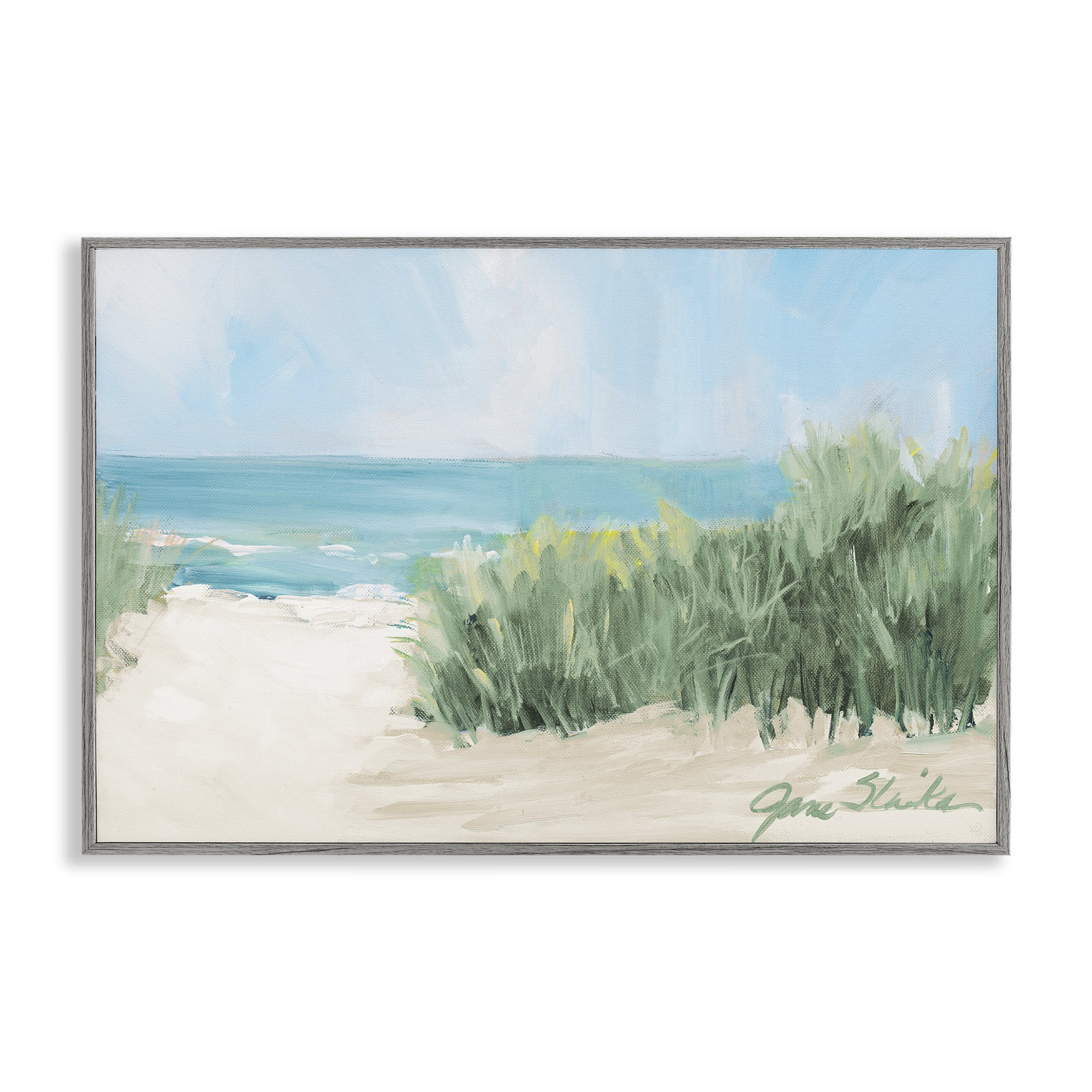 Stupell Industries Soothing Beach Day Gray Framed Giclee Art, design by Jane Slivka