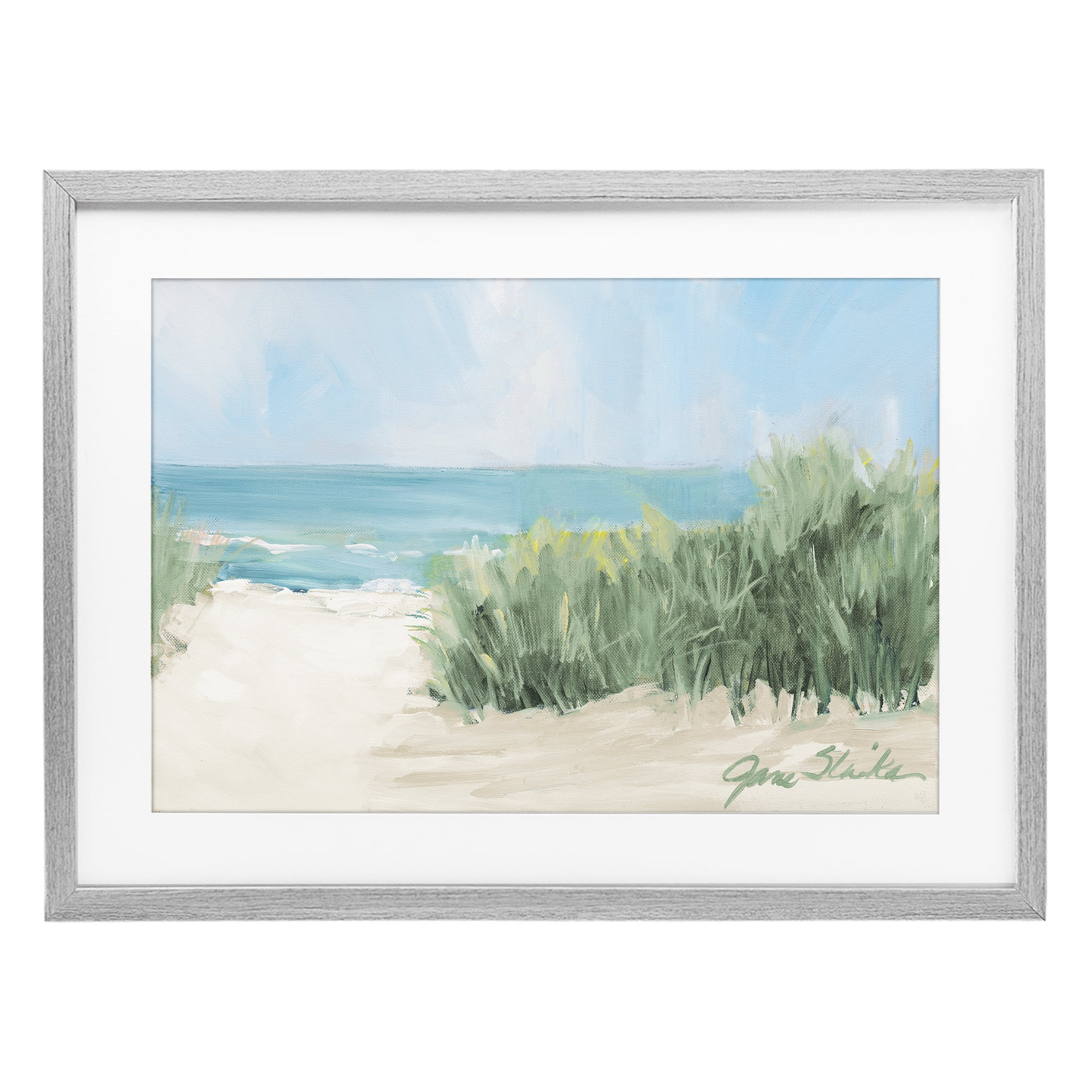 Stupell Industries Soothing Beach Day Gray Framed Print Under Glass, design by Jane Slivka