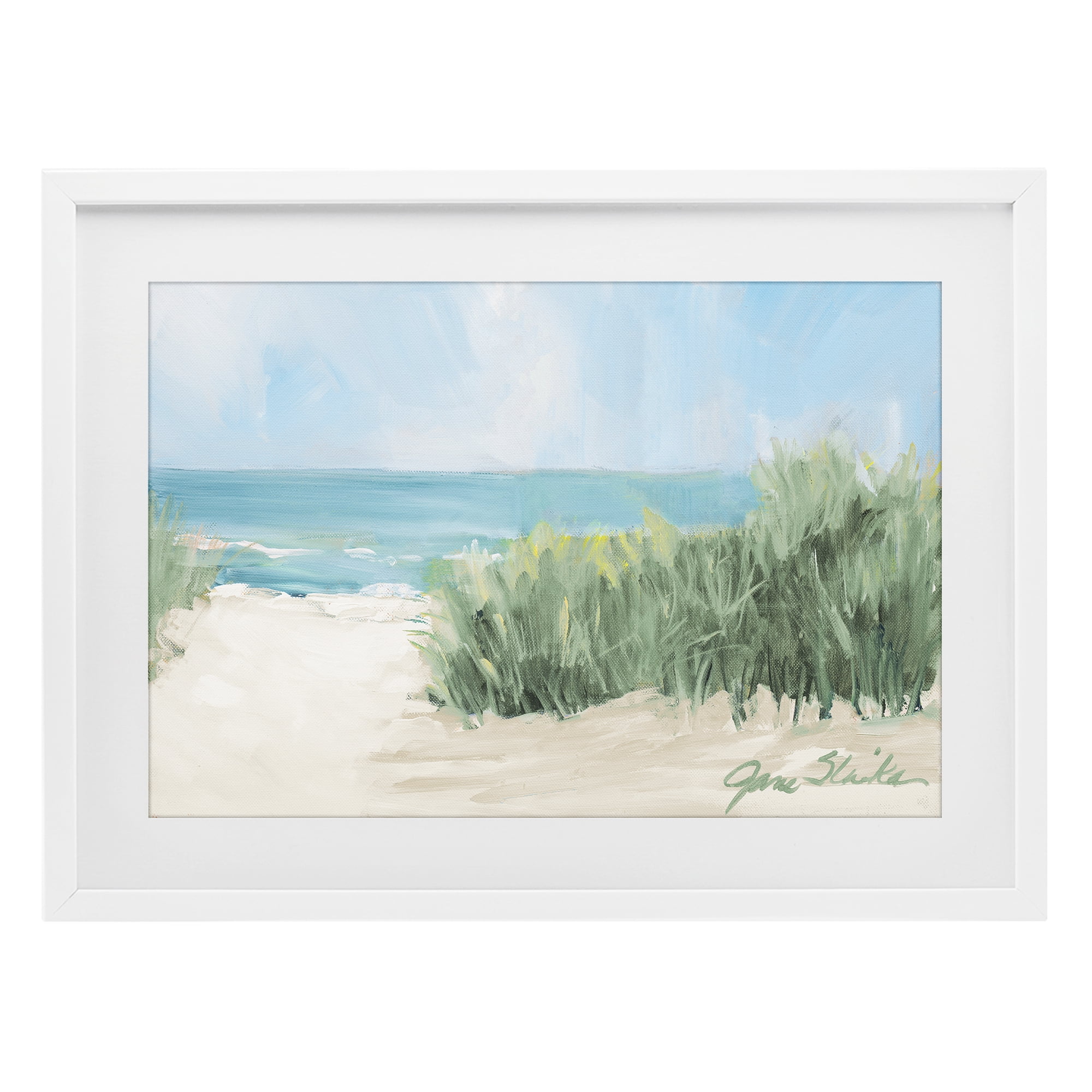 Stupell Industries Soothing Beach Day White Framed Print Under Glass, design by Jane Slivka