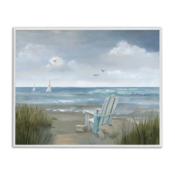 Stupell Industries Coastal White Framed Giclee Art, 14 x 11, by Nan