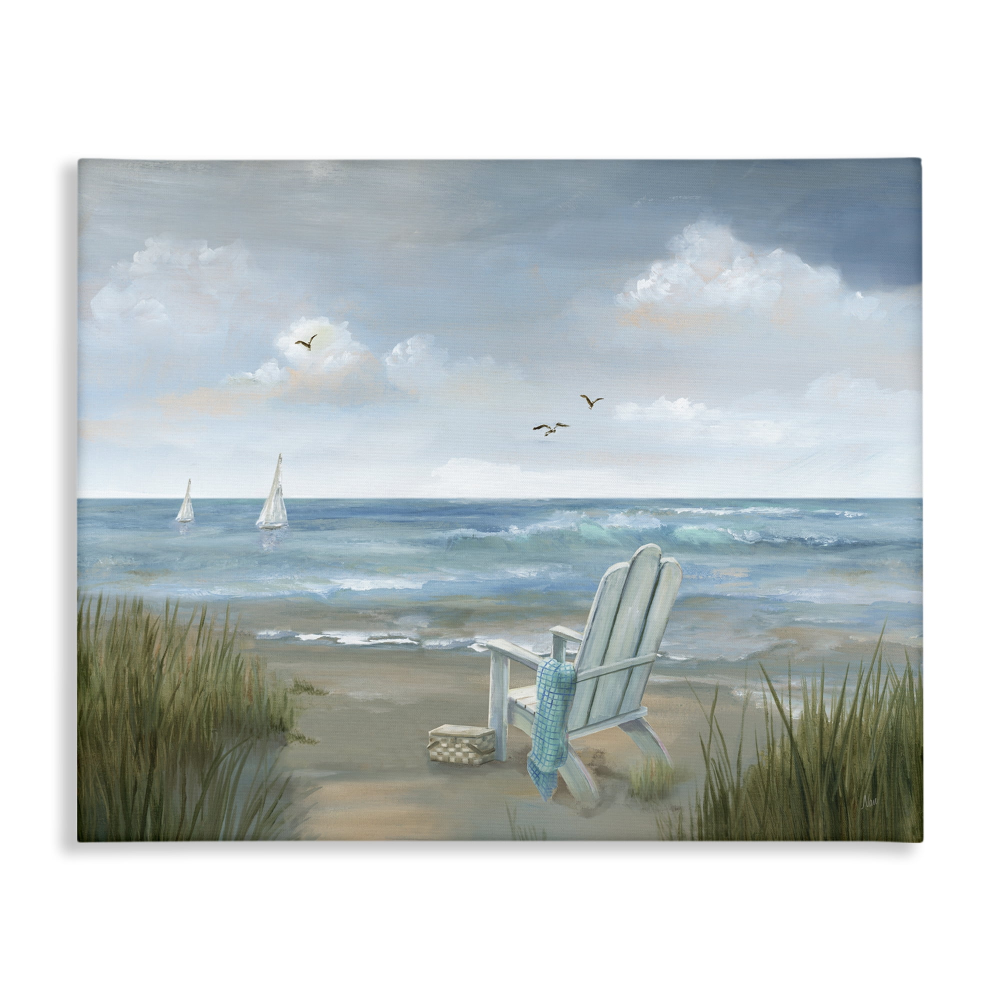 Stupell Industries Soothing Beach Scenery Nautical & Beach Painting Wrapped Canvas Art Print Wall Art, 48 x 36