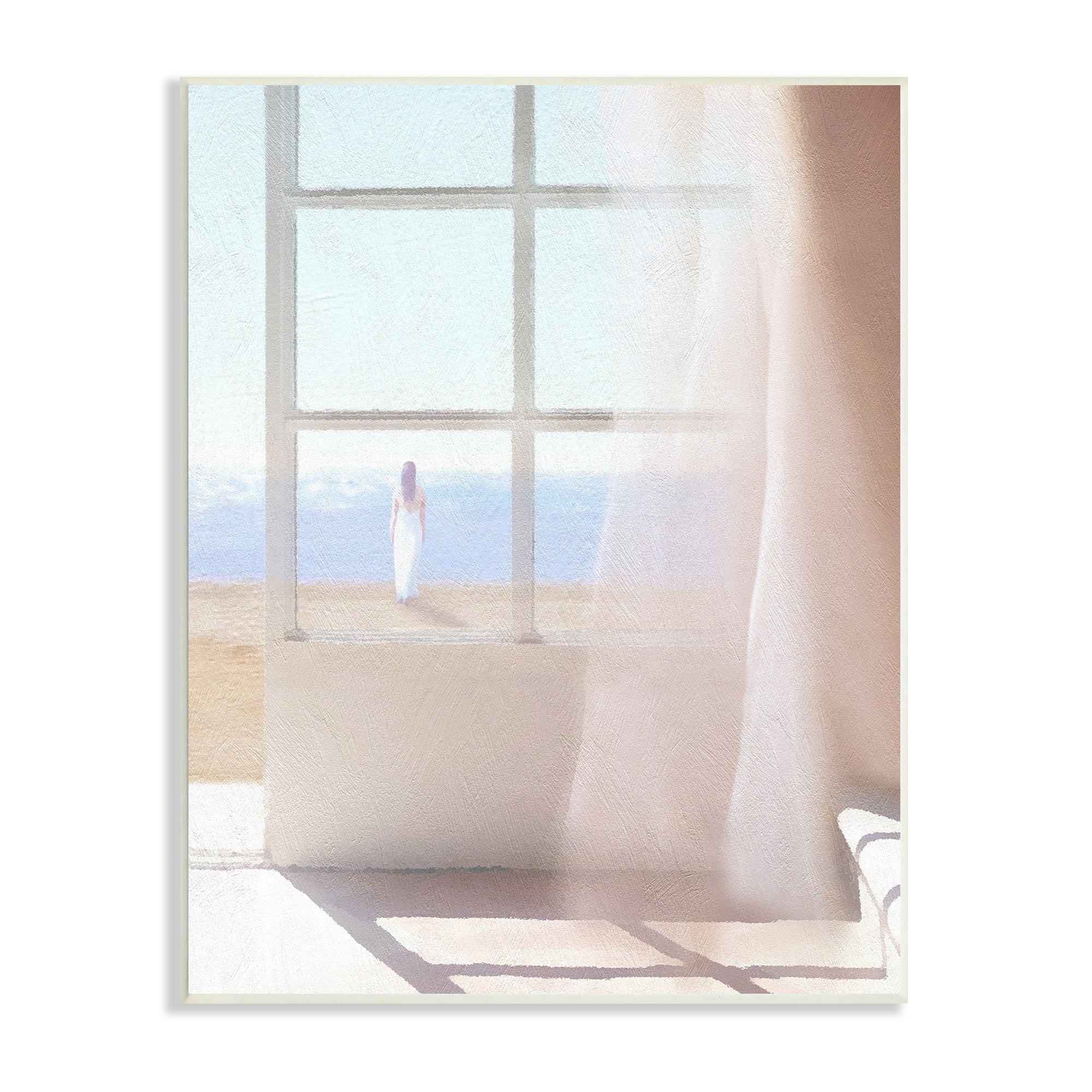 Stupell Industries Soothing Beach Sunlight Woman Waiting Shoreline Window Painting Unframed Art Print Wall Art, Design by Noah Bay