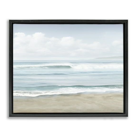 Stupell Industries Soothing Beach Waves Nautical & Beach Painting Black Floater Framed Canvas Art Print Wall Art, 21 x 17