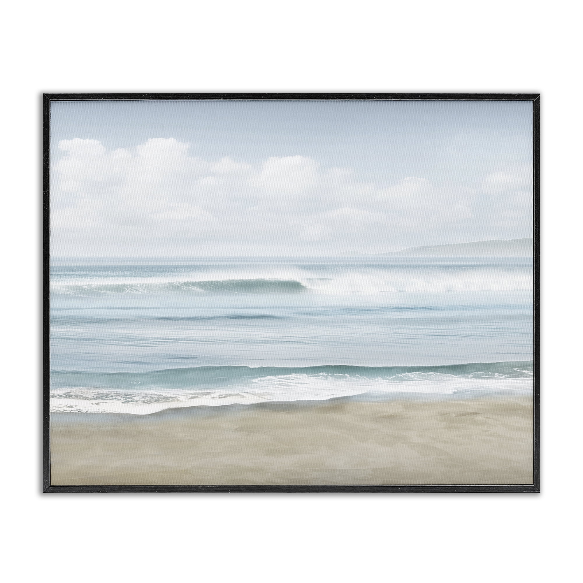 Stupell Industries Soothing Beach Waves Nautical & Beach Painting Black Framed Art Print Wall Art, 30 x 24