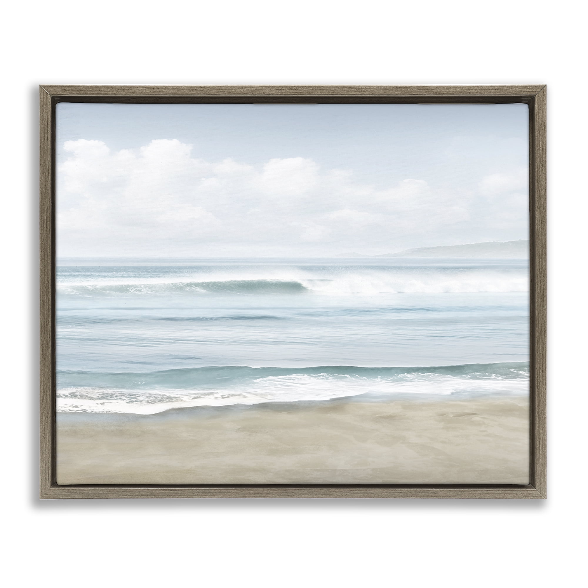 Stupell Industries Soothing Beach Waves Nautical & Beach Painting Brown Floater Framed Canvas Art Print Wall Art, 31 x 25