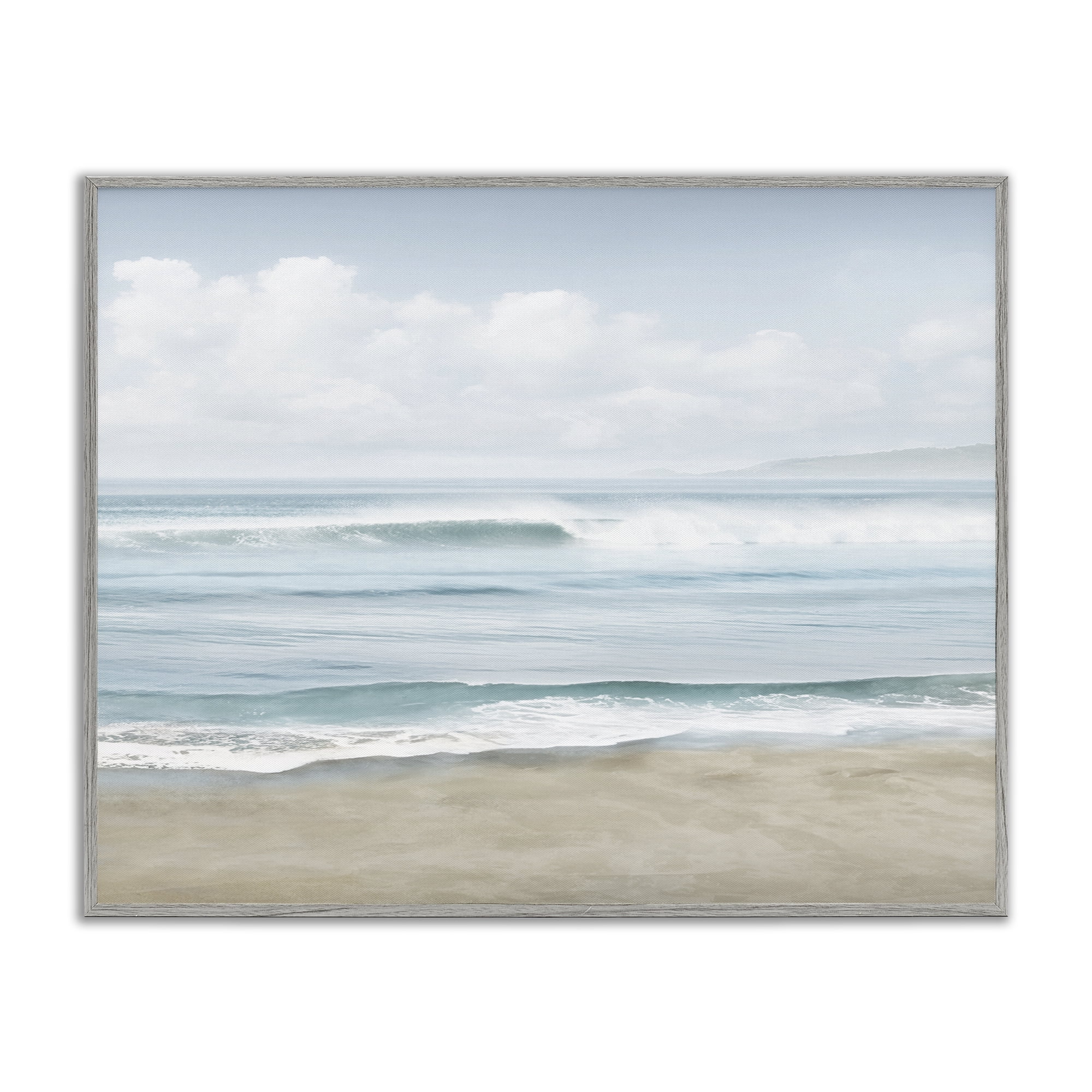 Stupell Industries Soothing Beach Waves Nautical & Beach Painting Gray Framed Art Print Wall Art, 20 x 16