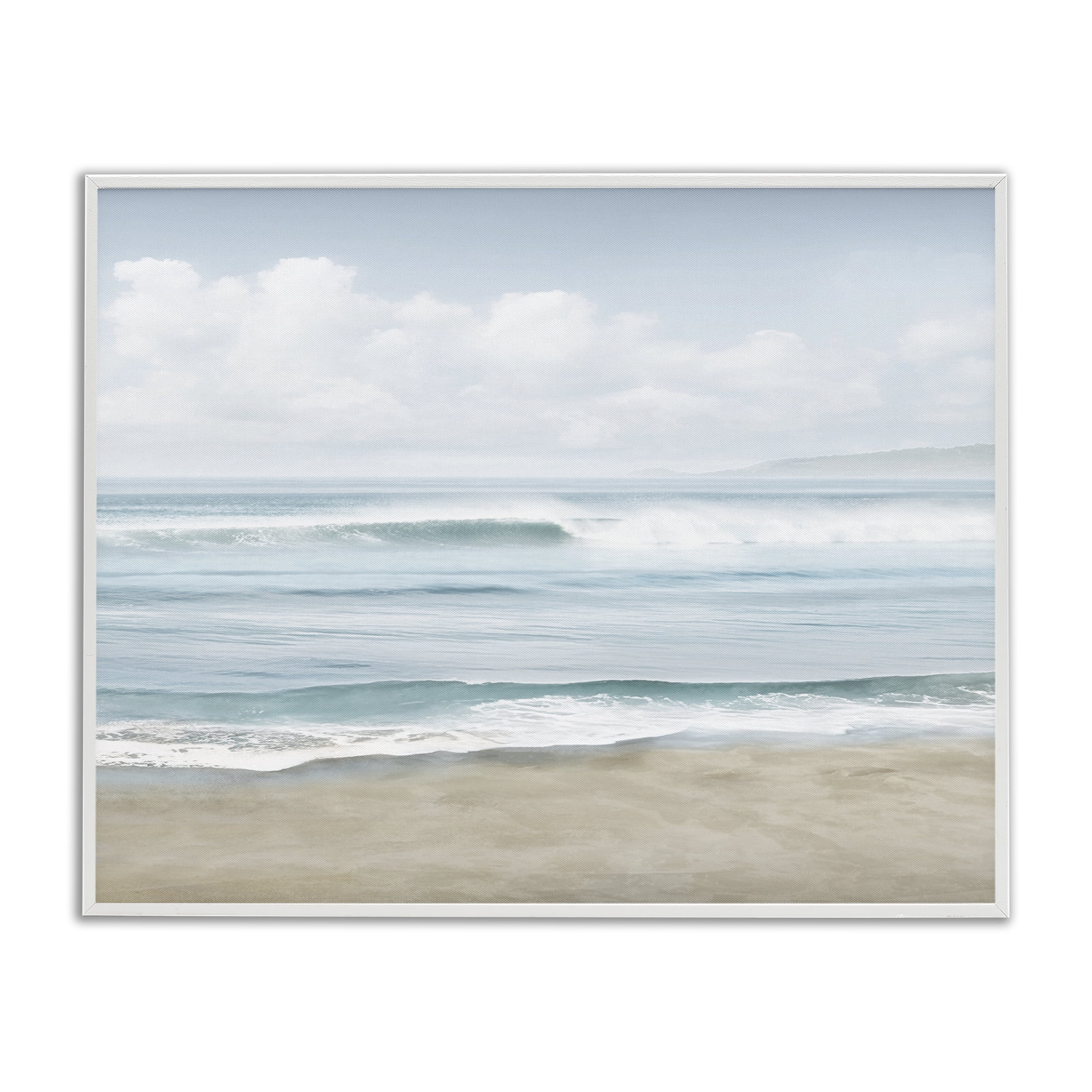 Stupell Industries Soothing Beach Waves Nautical & Beach Painting White Framed Art Print Wall Art, 30 x 24