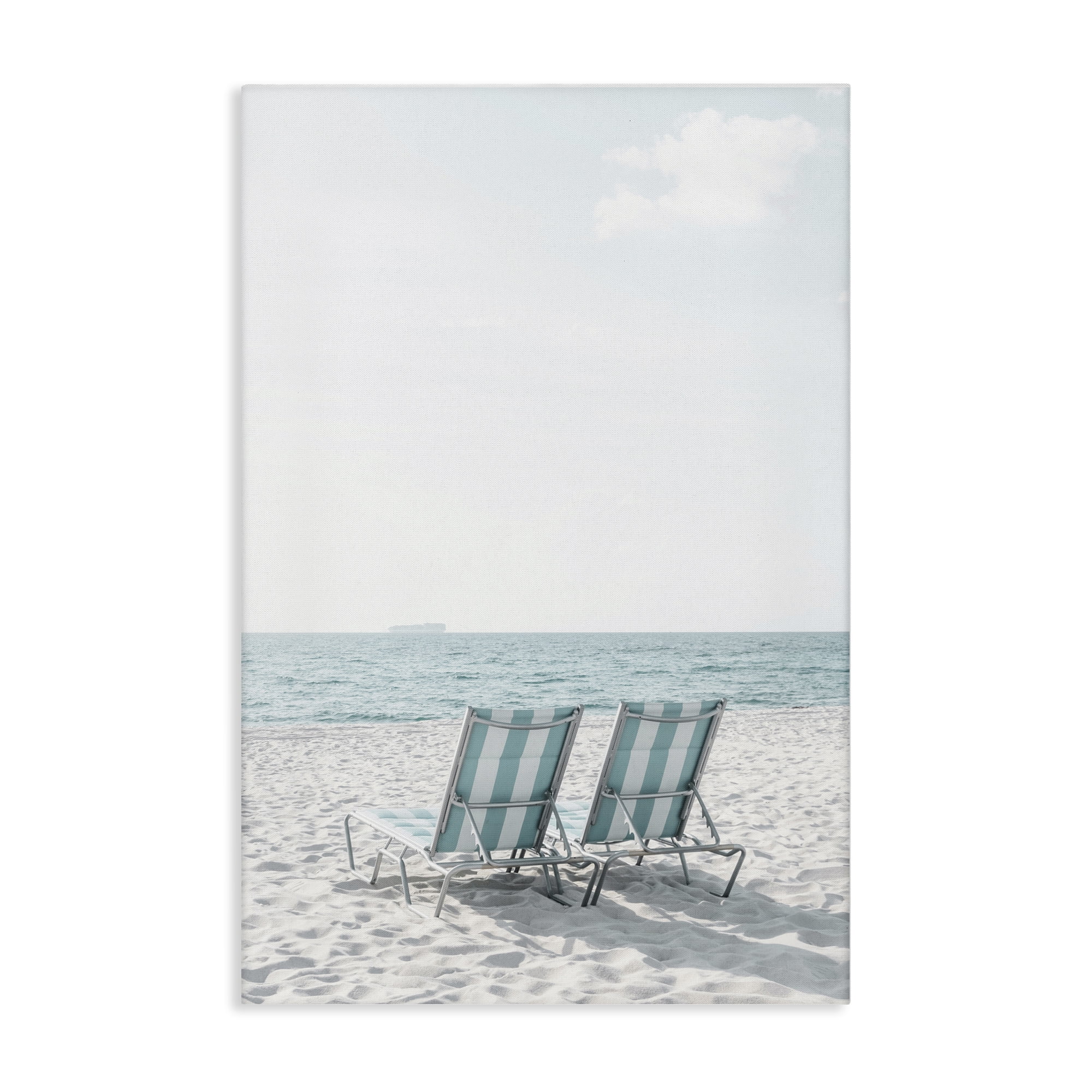 Stupell Industries Soothing Blue Beach Chairs Nautical & Beach Photography Wrapped Canvas Art Print Wall Art, 30 x 45