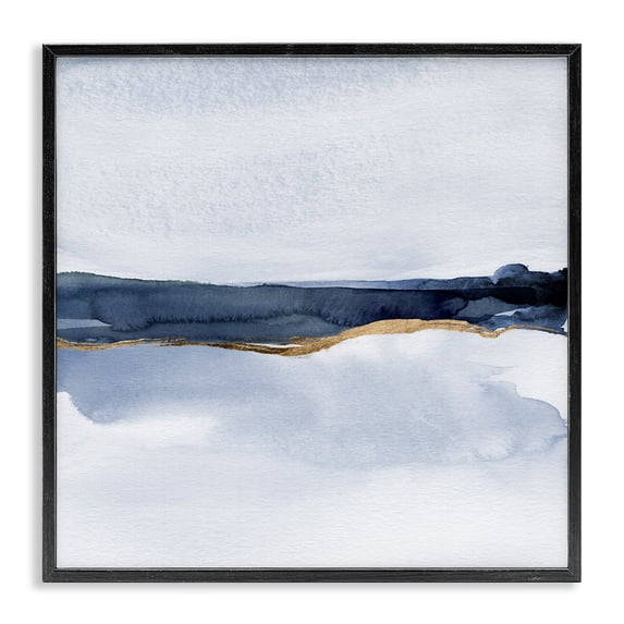 Stupell Industries Glam Soothing Blue Landscape Abstract Glam Lines Black Framed Giclee Art, 12 x 12, by Jacob Green