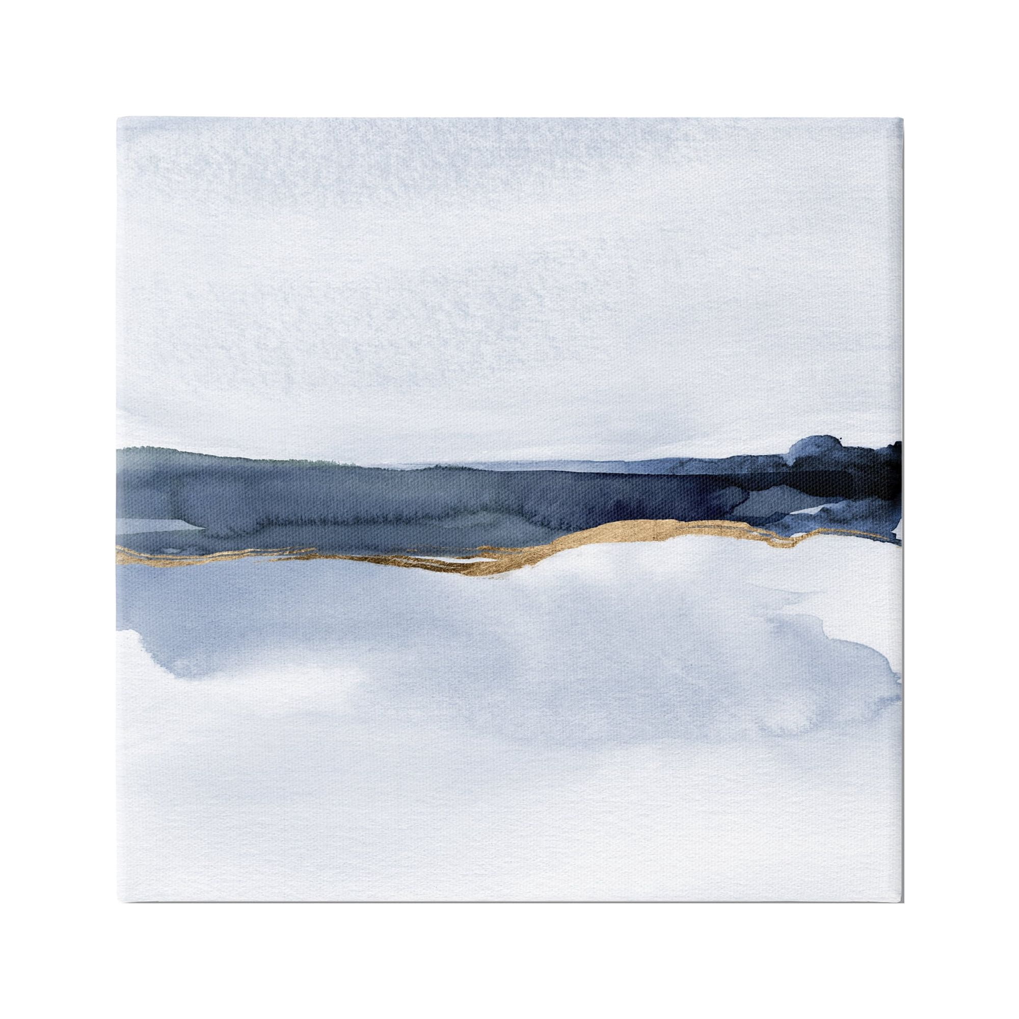 Stupell Industries Soothing Blue Landscape Painting Abstract Glam Lines Painting Gallery Wrapped Canvas Print Wall Art, Design by Jacob Green