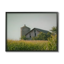 Stupell Industries Soothing Countryside Barn Clear Sky Rural Grass Photograph Black Framed Art Print Wall Art, Design by Daphne Polselli