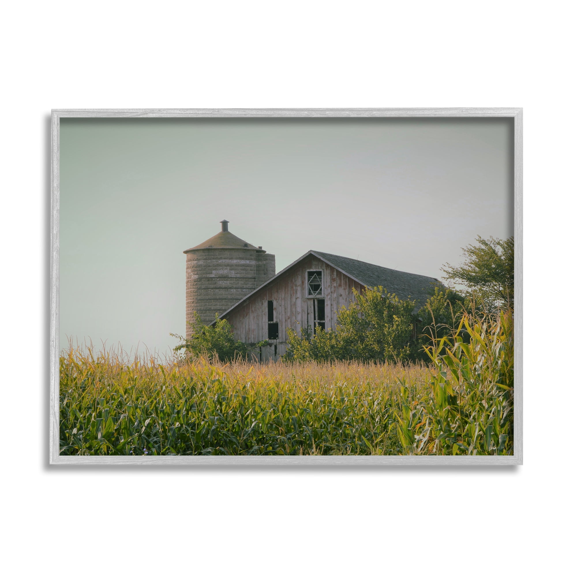 Stupell Industries Soothing Countryside Barn Clear Sky Rural Grass Photograph Gray Framed Art Print Wall Art, Design by Daphne Polselli