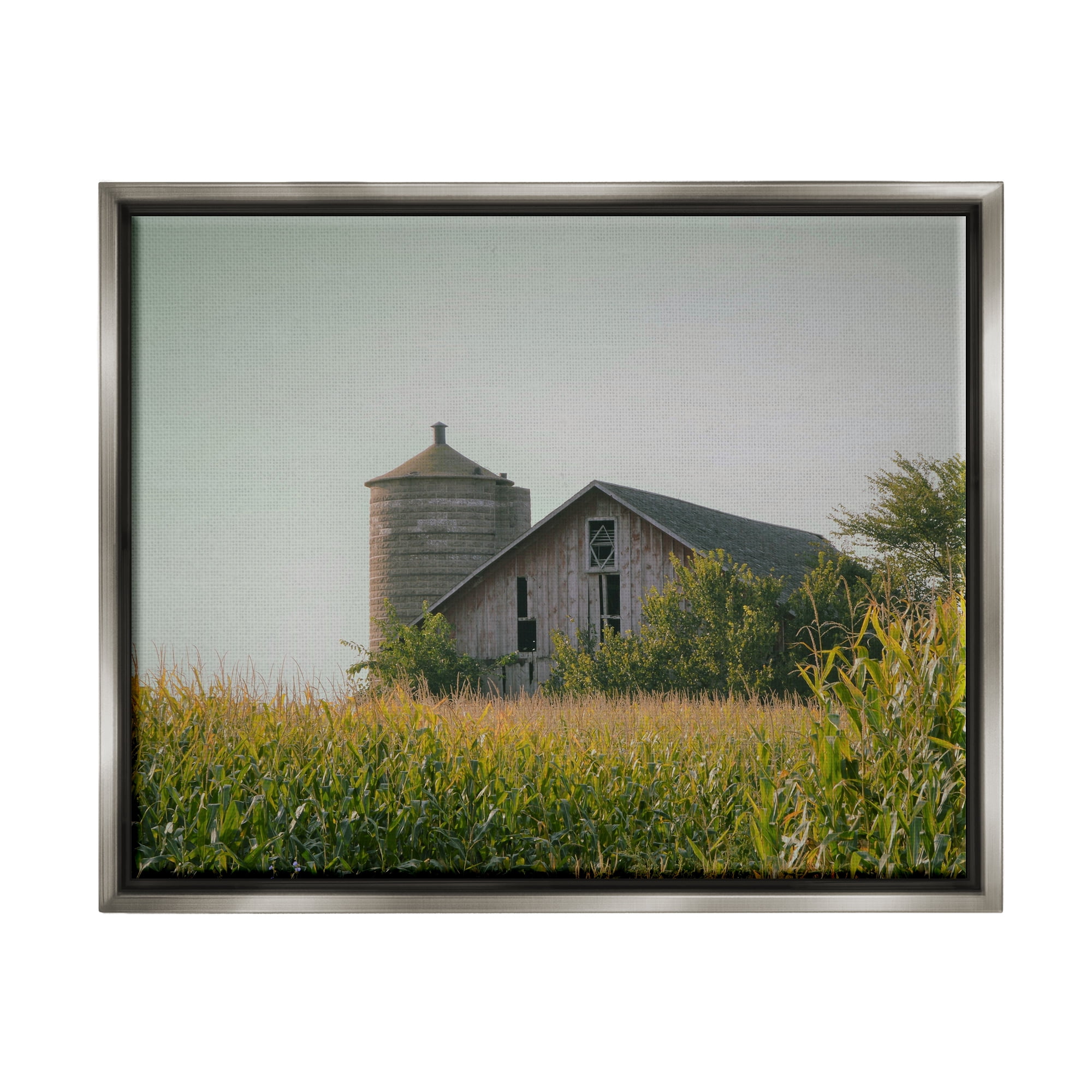 Stupell Industries Soothing Countryside Barn Clear Sky Rural Grass Photograph Luster Gray Floating Framed Canvas Print Wall Art, Design by Daphne Polselli
