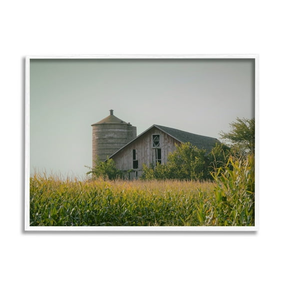Stupell Industries Soothing Countryside Barn Clear Sky Rural Grass Photograph White Framed Art Print Wall Art, Design by Daphne Polselli