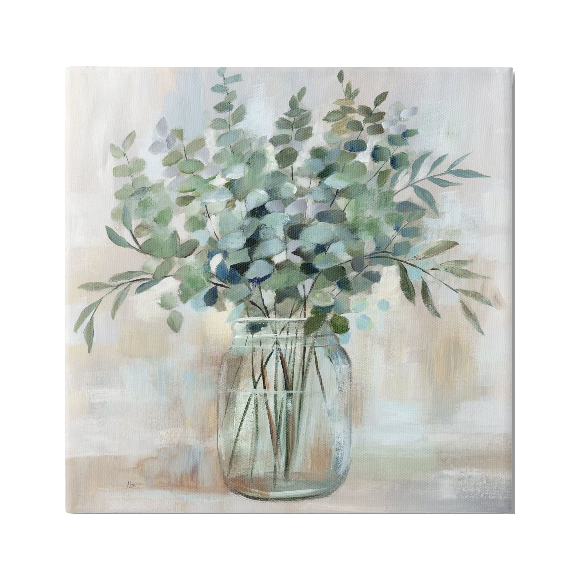 Eucalyptus Herb Arrangement in Rustic Jar Canvas Art