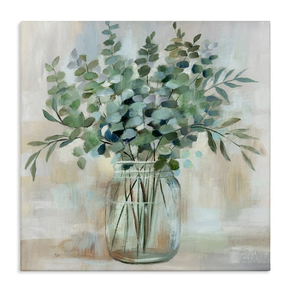 Stupell Industries Soothing Eucalyptus Flower Herb Arrangement Rustic Jar Painting Gallery Wrapped Canvas Print Wall Art, Design by Nan