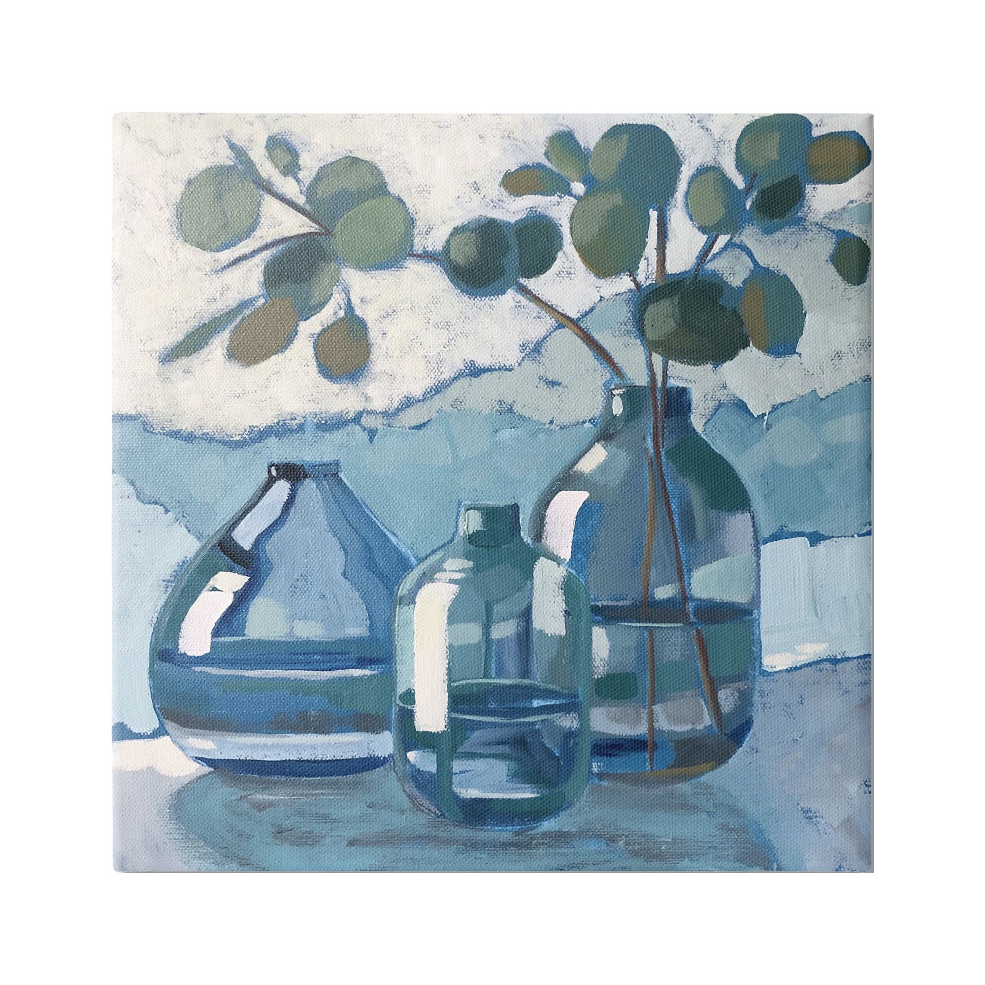 Stupell Industries Soothing Eucalyptus Ikebana Vases Layered Brushstrokes Painting Gallery Wrapped Canvas Print Wall Art, Design by Sue Riger