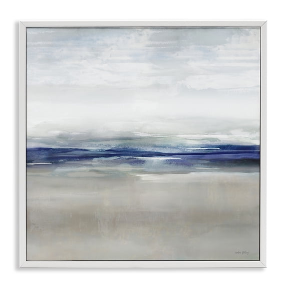 Stupell Industries Soothing Faded Blue Horizon White Framed Giclee Art design by Amber Sterling, 12 x 12
