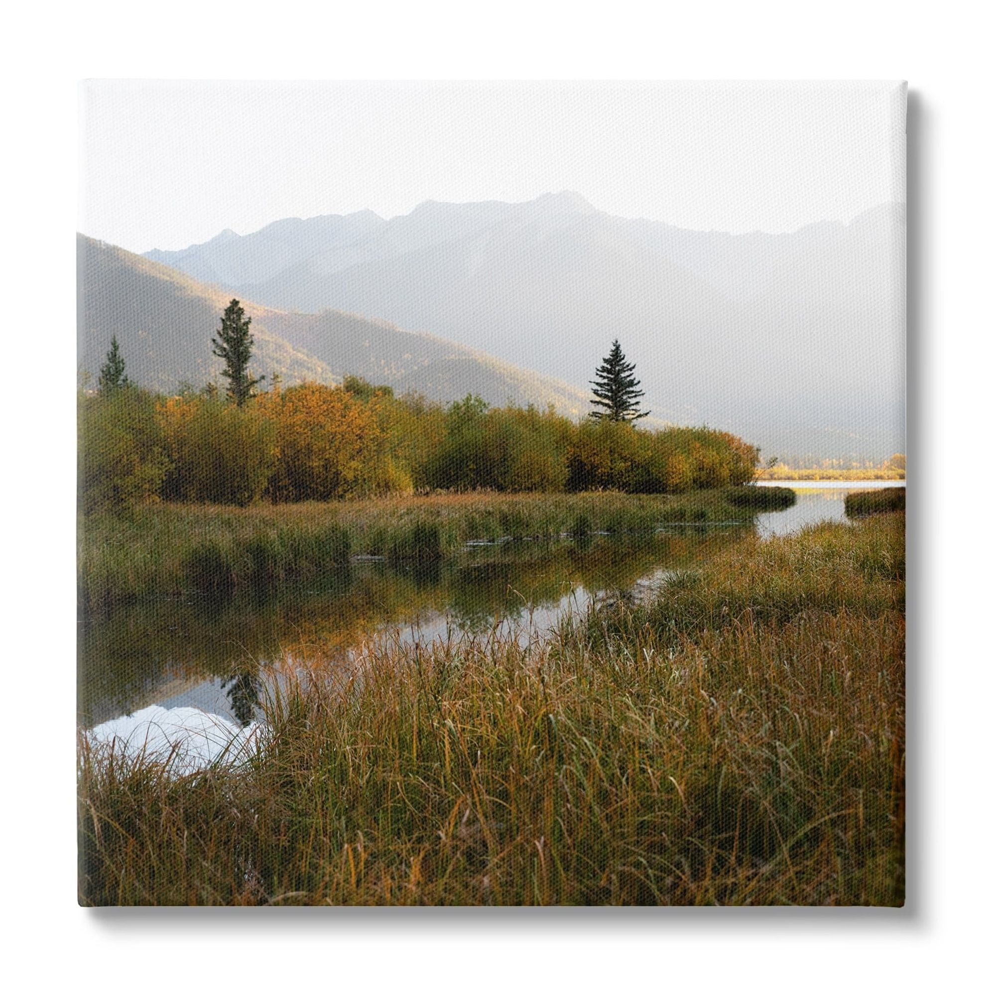 Stupell Industries Soothing Grassy Bog Stream Mountains Landscape , 17 x 17, Design by Carol Robinson