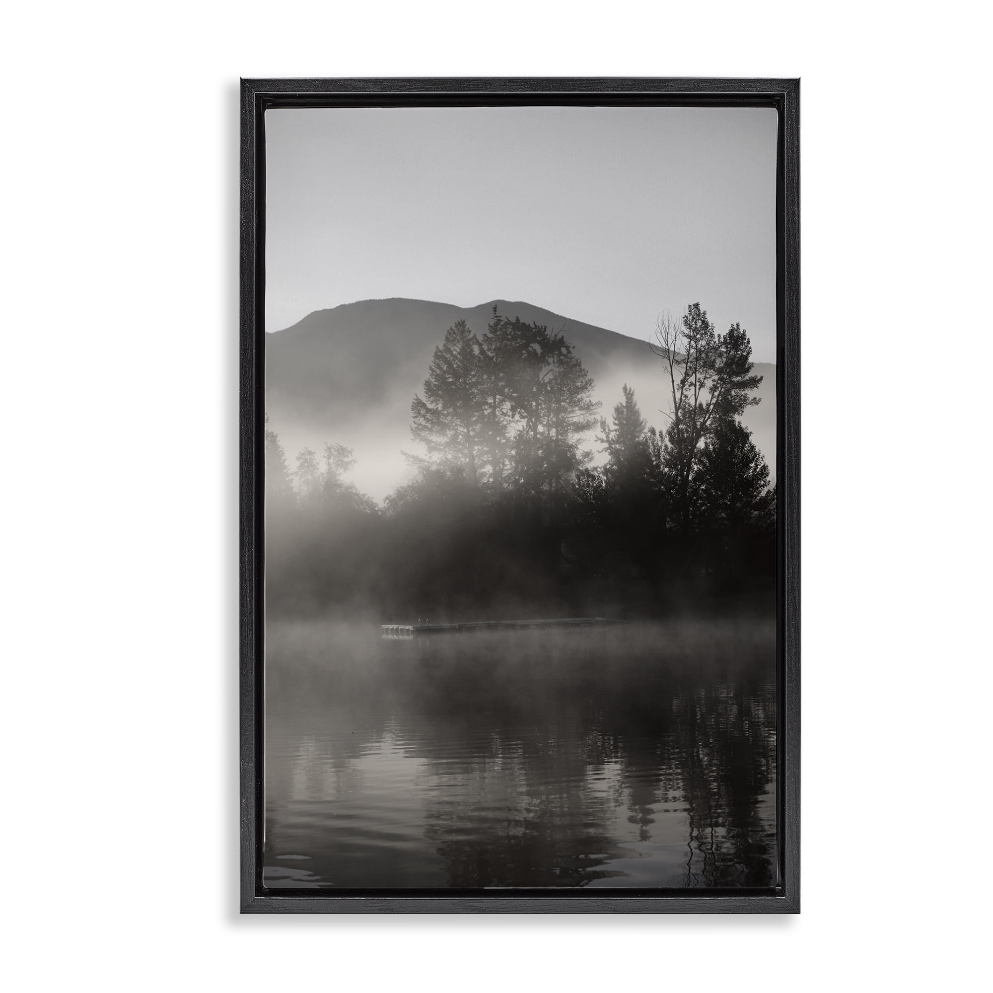 Stupell Industries Soothing Lake Ripples Landscape & Nature Photography Black Floater Framed Canvas Art Print Wall Art, 17 x 25