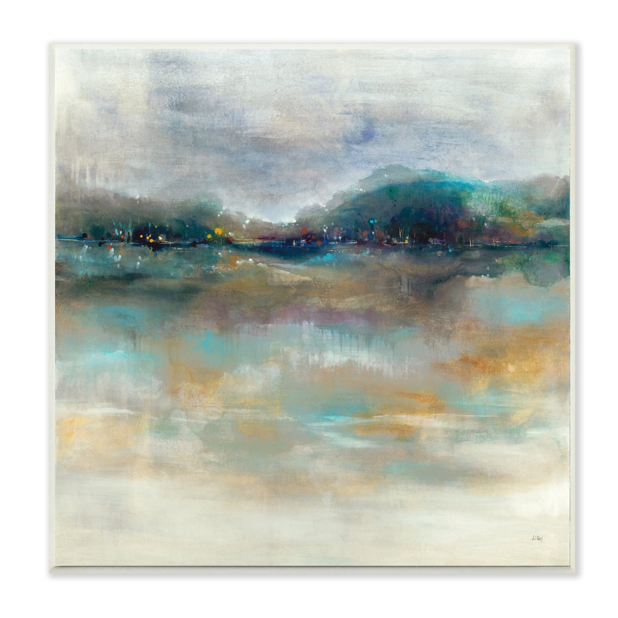 Stupell Industries Soothing Lakefront Abstract Distant Reflecting Lights ,12 x 12,Designed by K. Nari