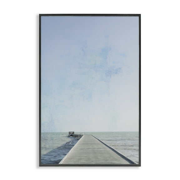Stupell Industries Soothing Pier in Distance Nautical & Beach Photography Black Framed Art Print Wall Art, 12 x 18