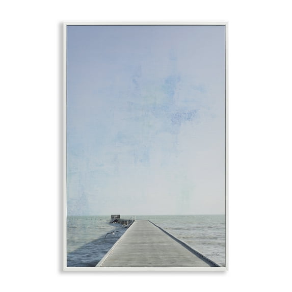 Stupell Industries Soothing Pier in Distance Nautical & Beach Photography White Framed Art Print Wall Art, 20 x 30