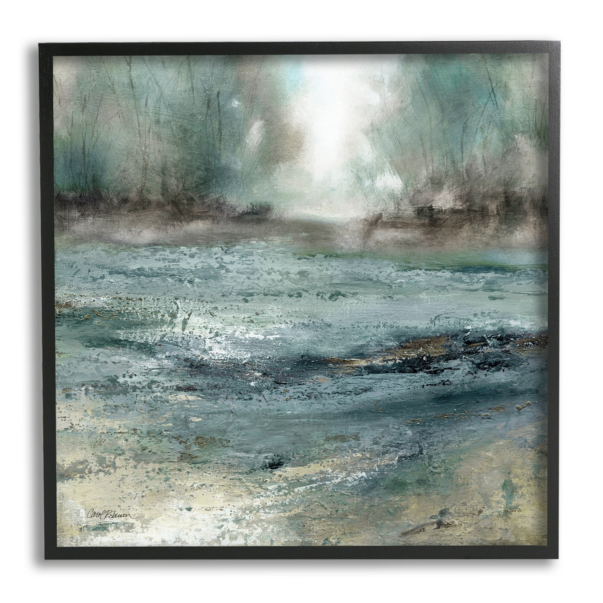 24" x 24" Black Framed Abstract Landscape Canvas Print
