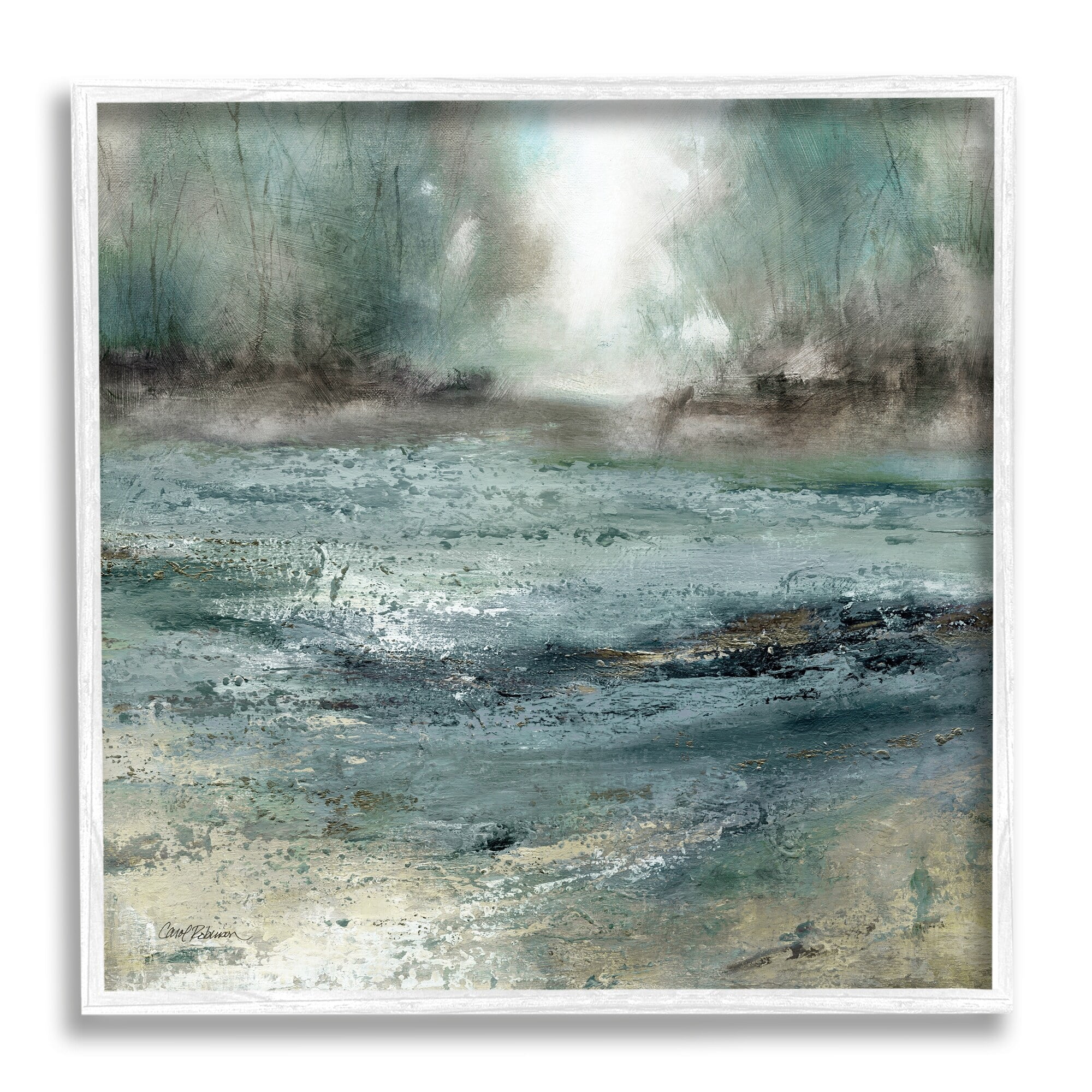 Stupell Industries Soothing Pond Nature Painting Abstract Blurred Trees Painting White Framed Art Print Wall Art, Design by Carol Robinson